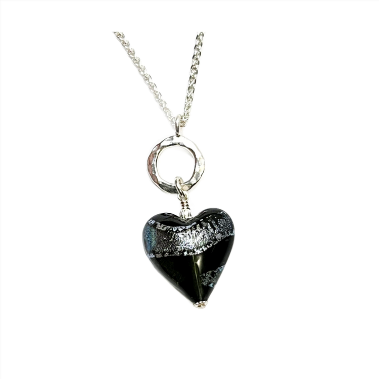 murano blue aqua heart pendant necklace