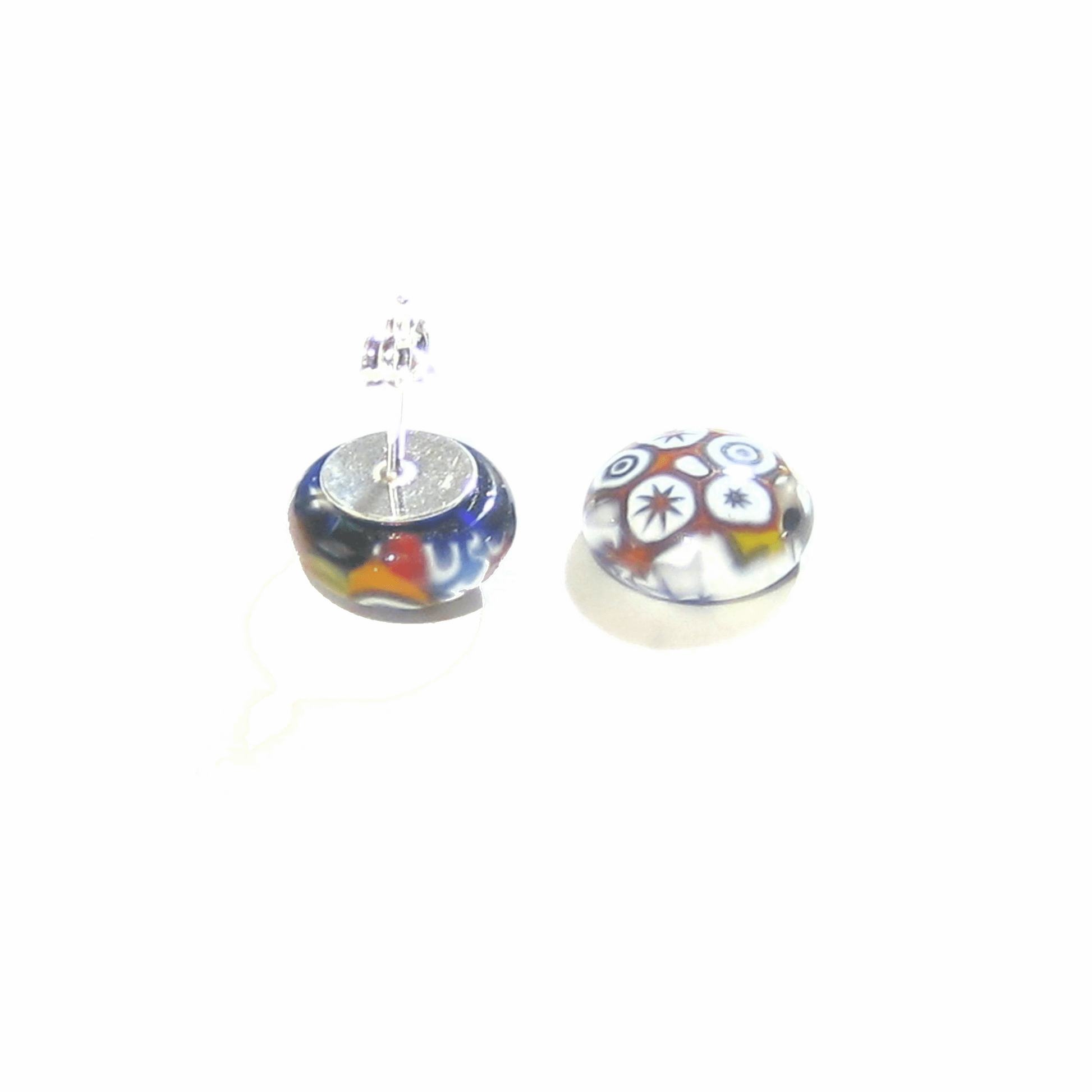 Colorful Millefiori Star Sterling Post Stud Earrings by JKC Murano - JKC Murano