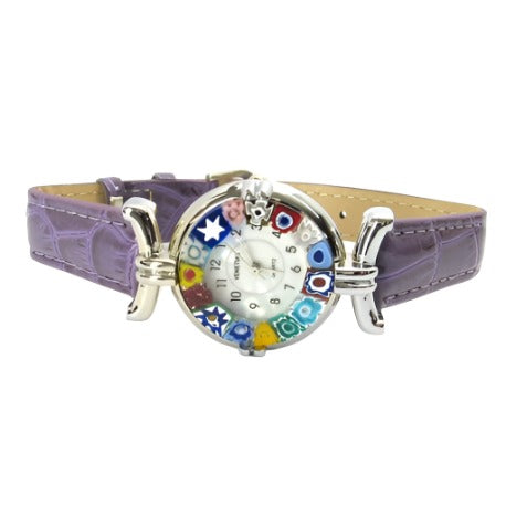 Murano Glass Millefiori Purple Watch