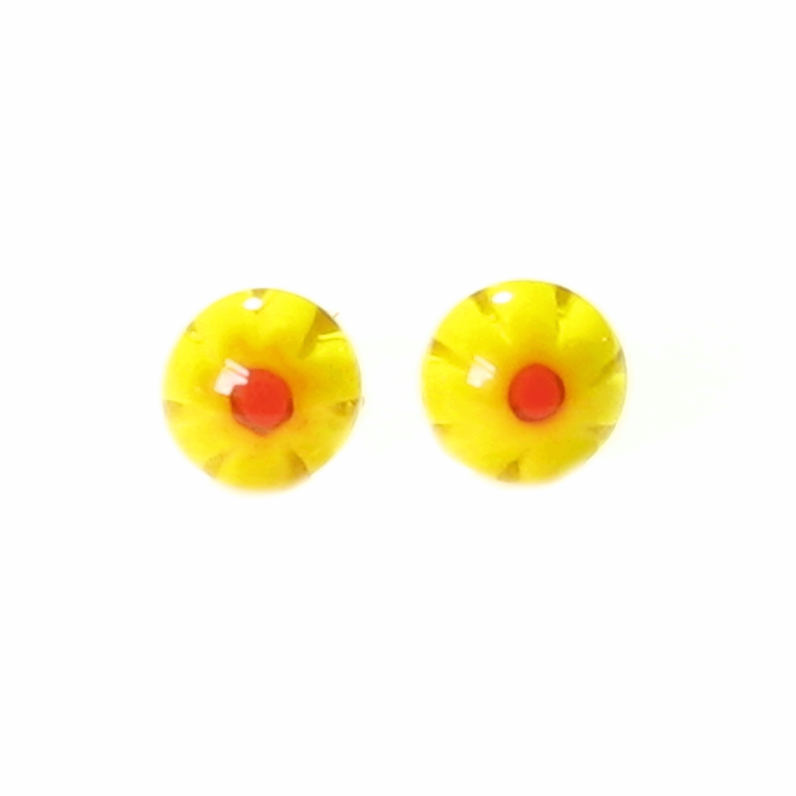 Millefiori Yellow Small Sterling Silver Post Earrings, Studs - JKC Murano