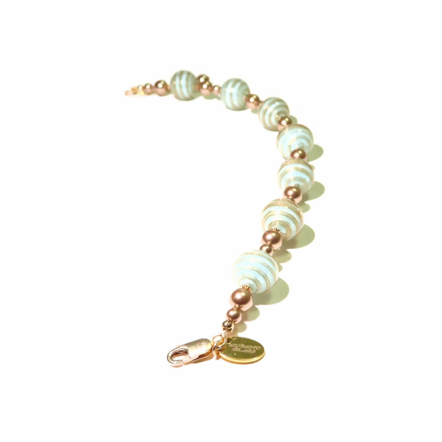 Murano Glass Aquamarine Bronze Gold Bracelet