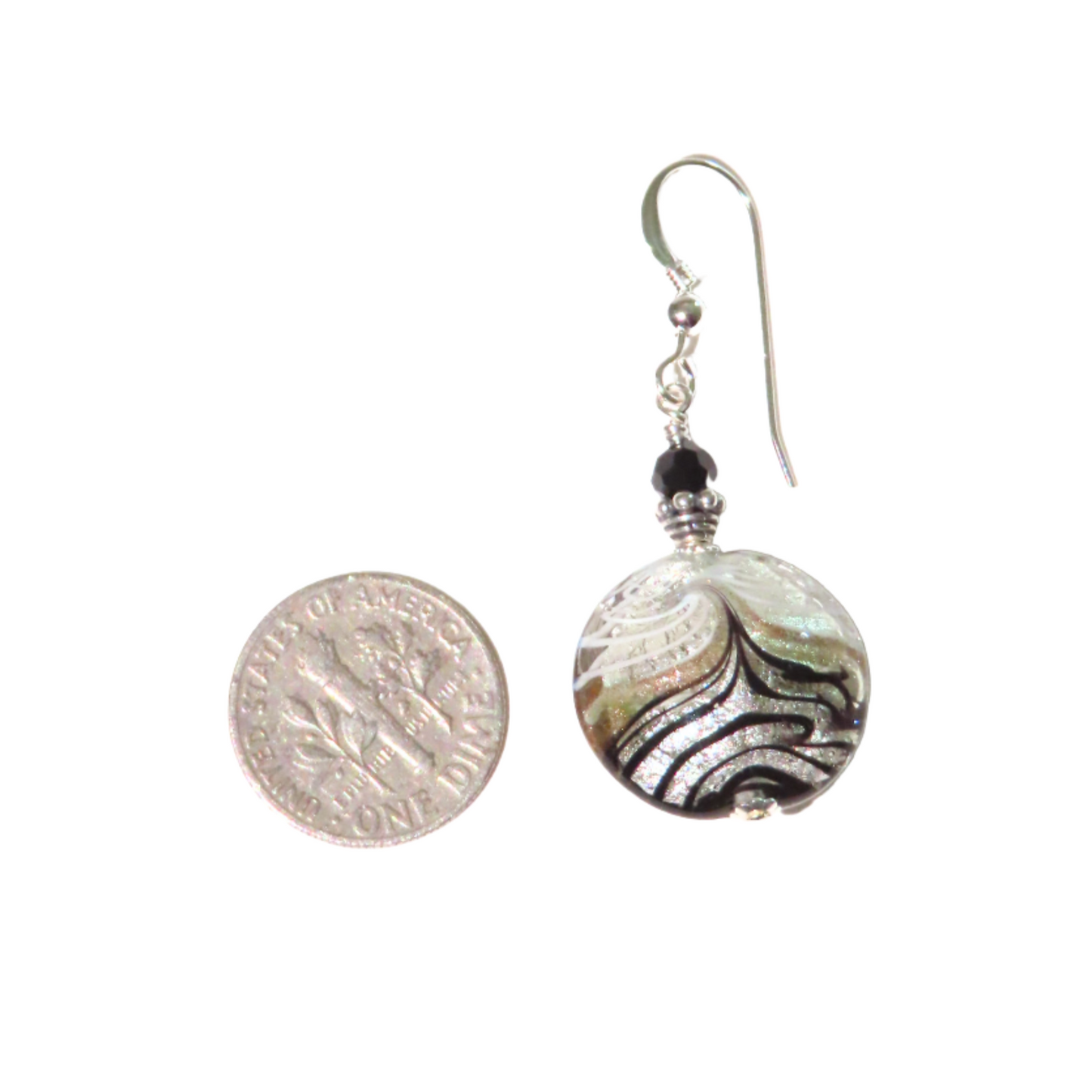 a pair of earrings handmade with Italian Murano glass beads