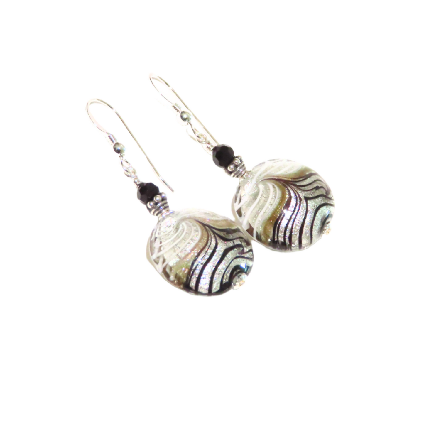 a pair of earrings handmade with Italian Murano glass beads