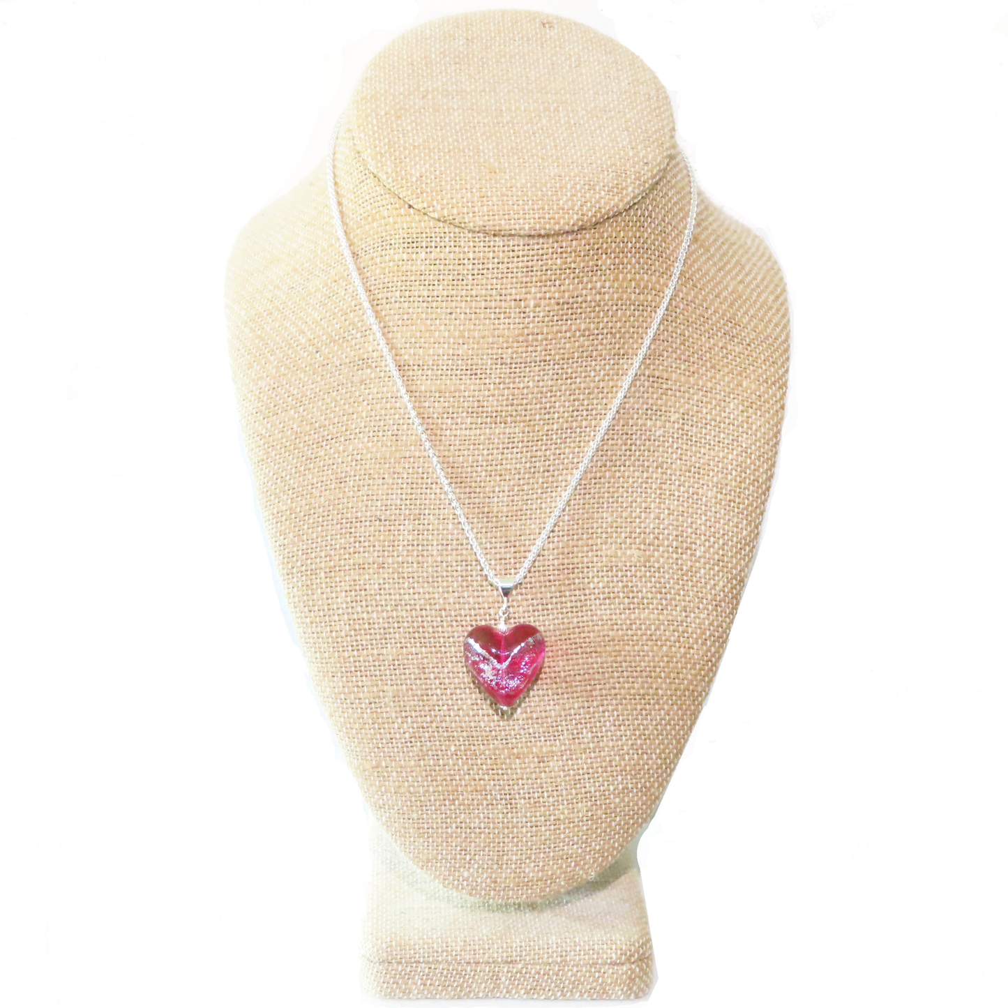 Murano Glass Pink Dichroic Heart Pendant