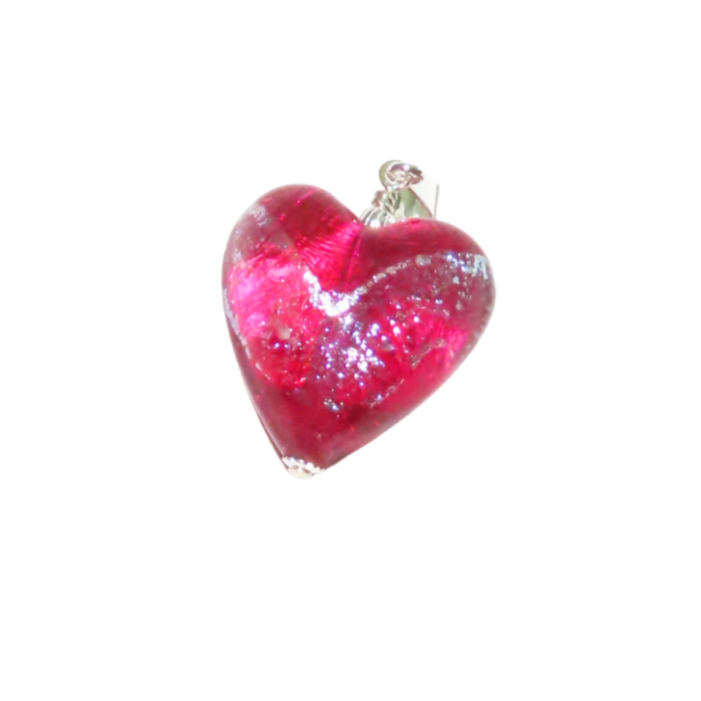 Murano Glass Pink Dichroic Heart Pendant