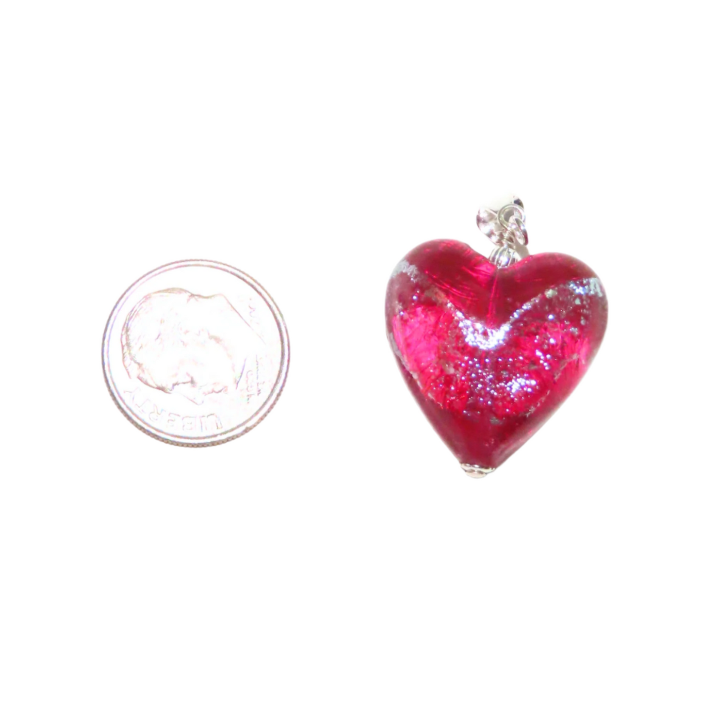 Murano Glass Pink Dichroic Heart Pendant