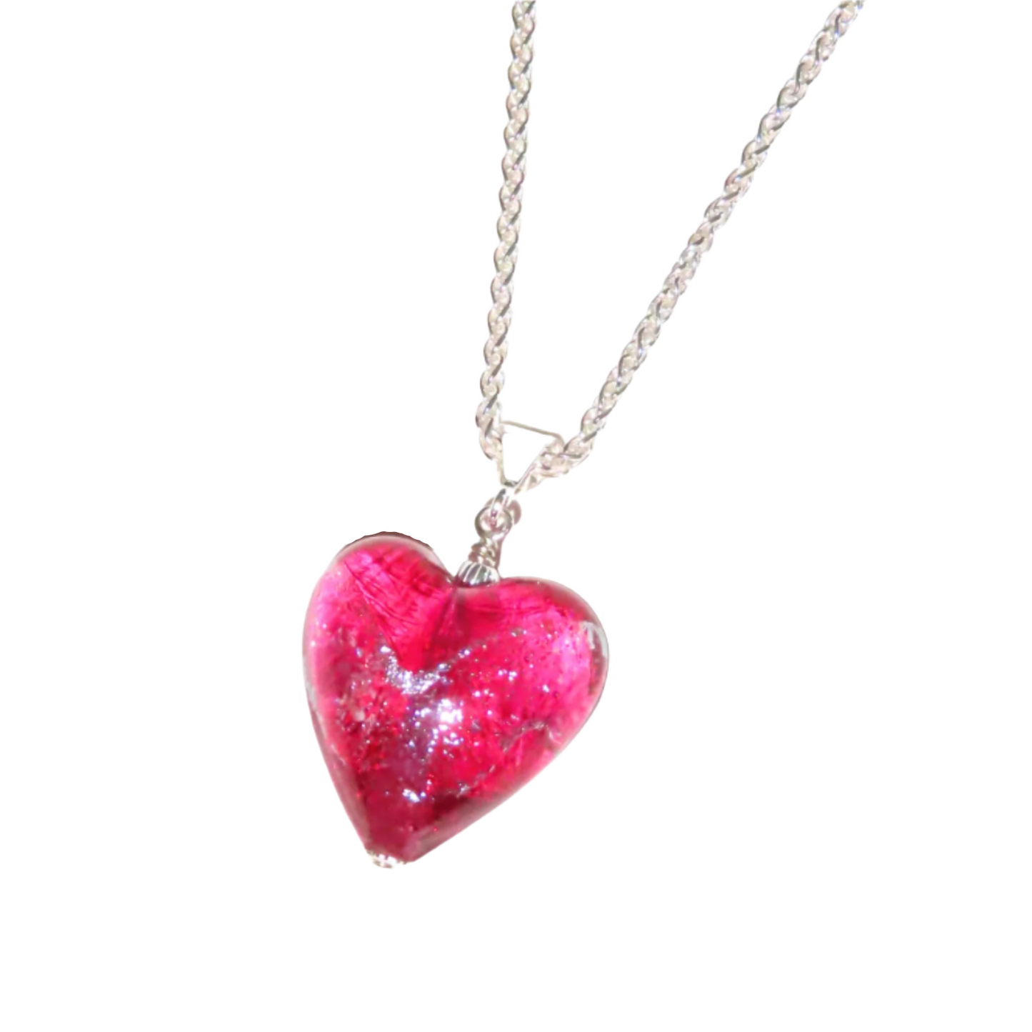 Murano Glass Pink Dichroic Heart Pendant