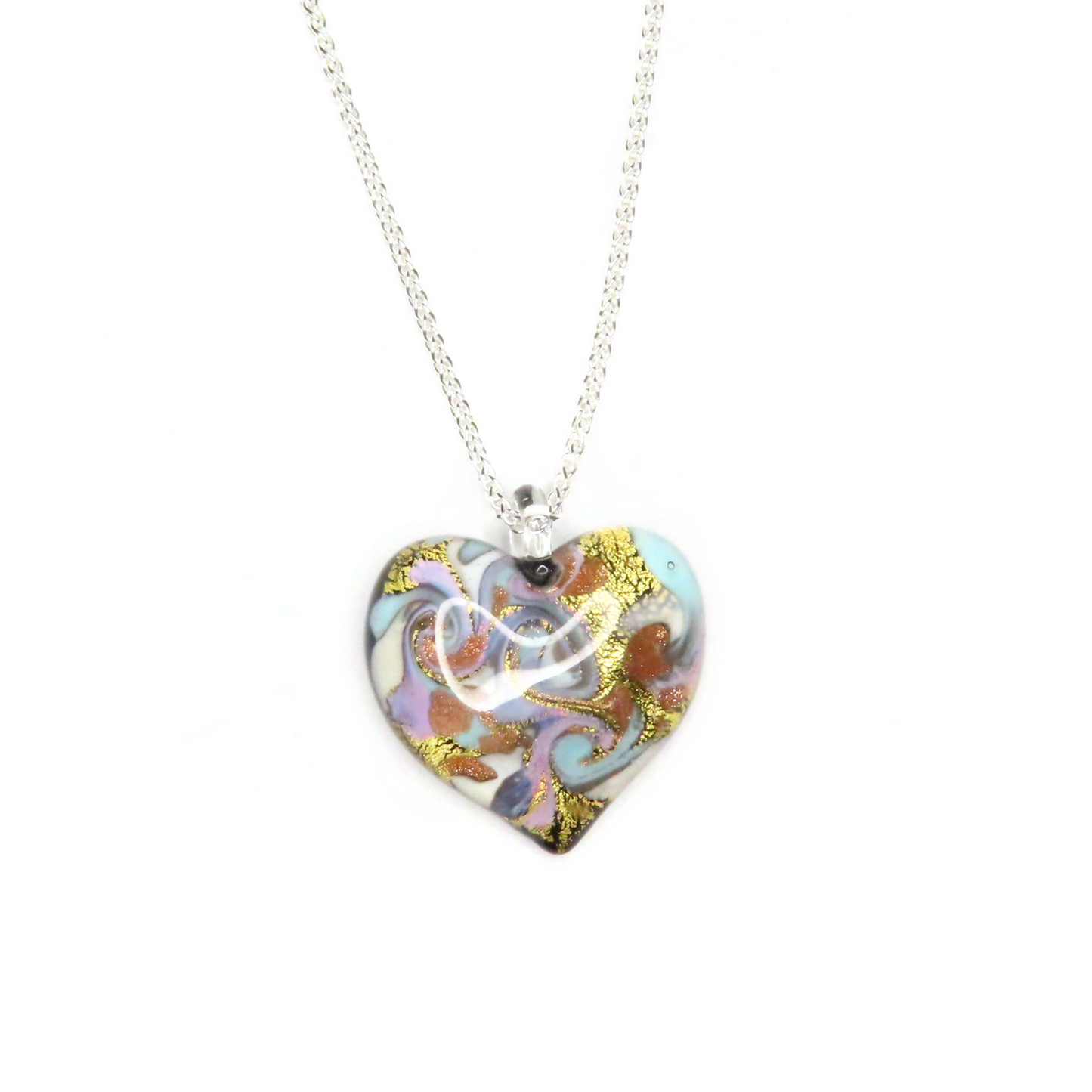 Murano Glass Heart Purple Swirl Pendant Necklace by JKC Murano