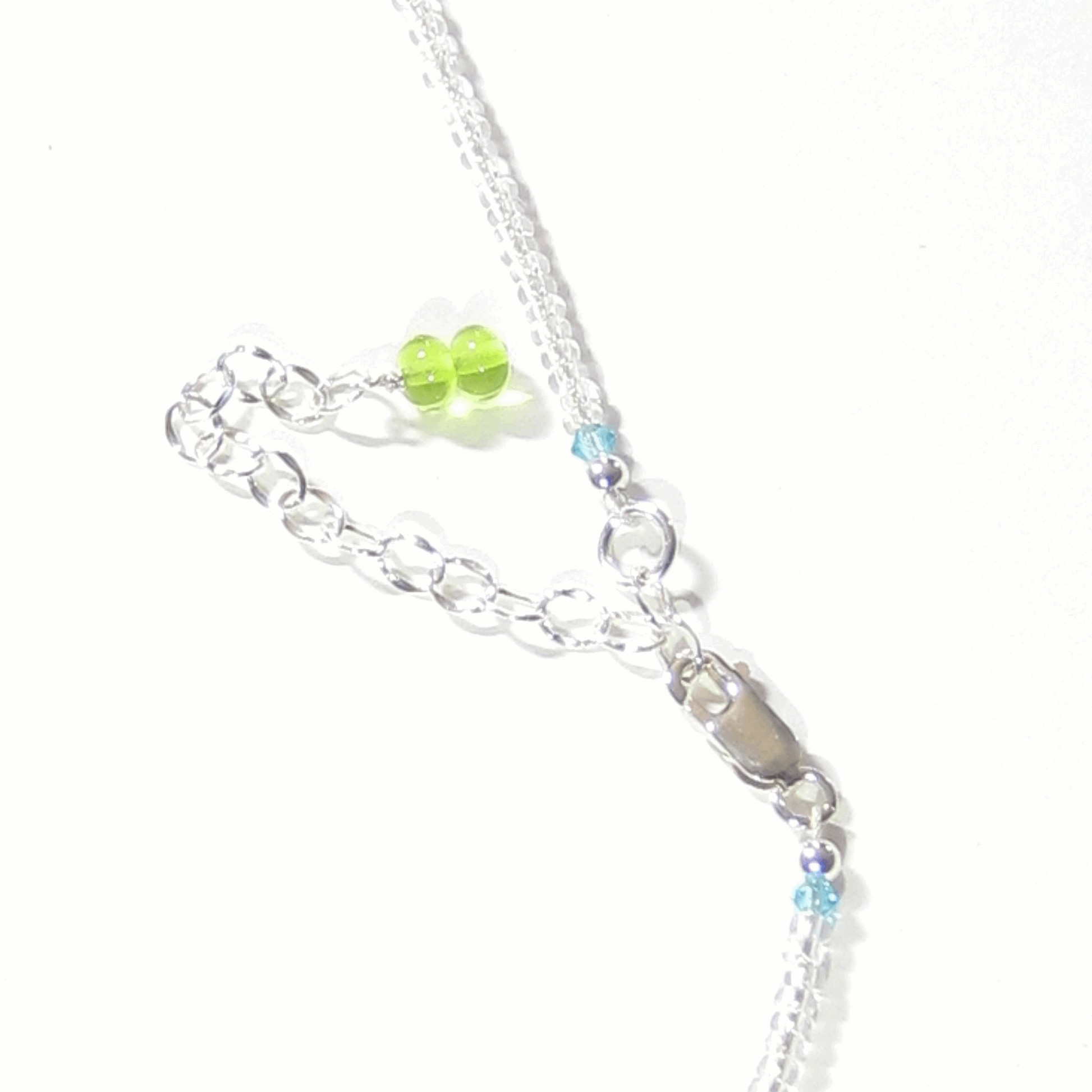 Murano Glass Aqua Green Tricolor Twist Silver Necklace - JKC Murano