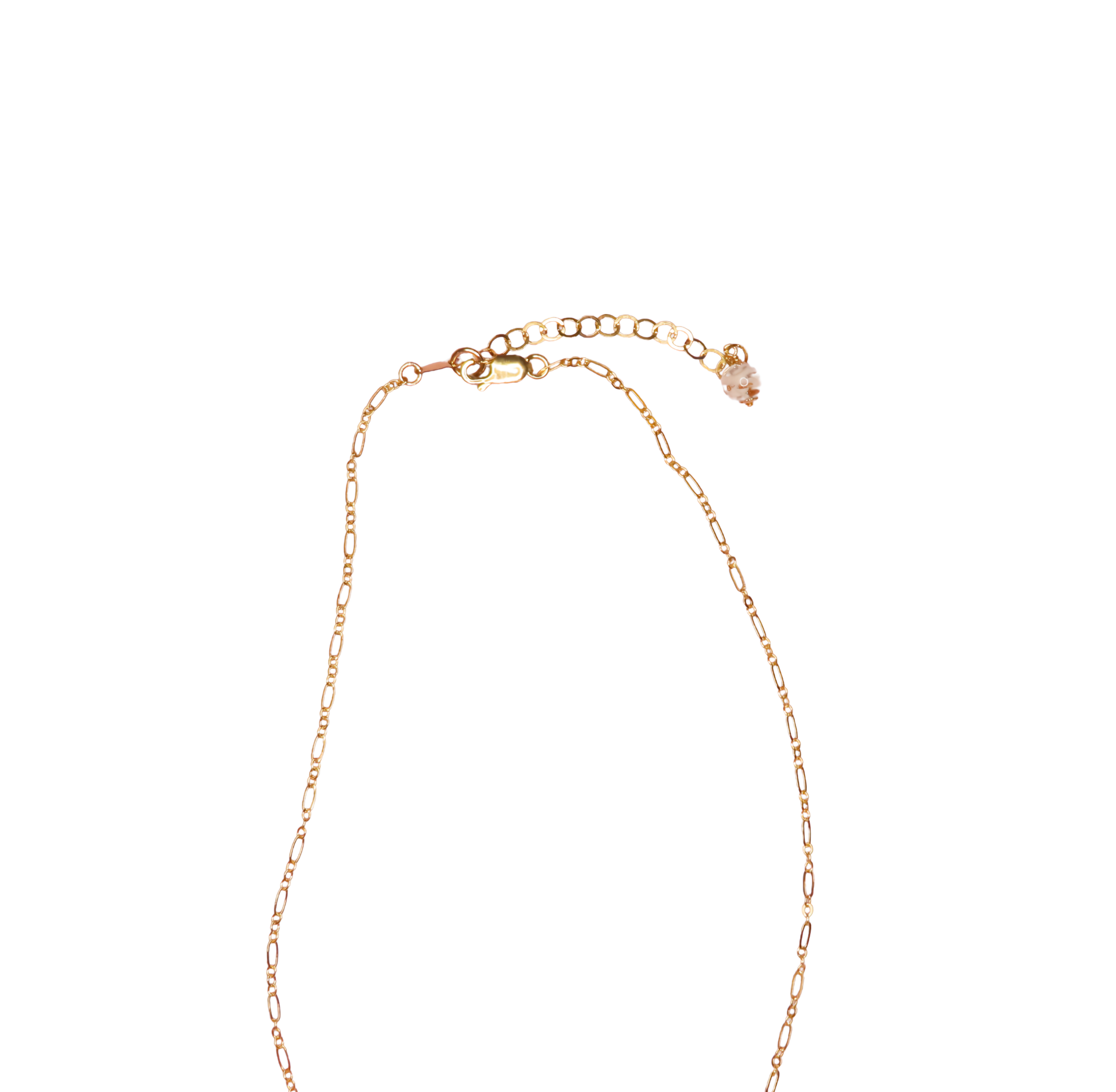 a gold necklace with a heart charm on it