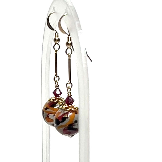 murano red gray ball earring video