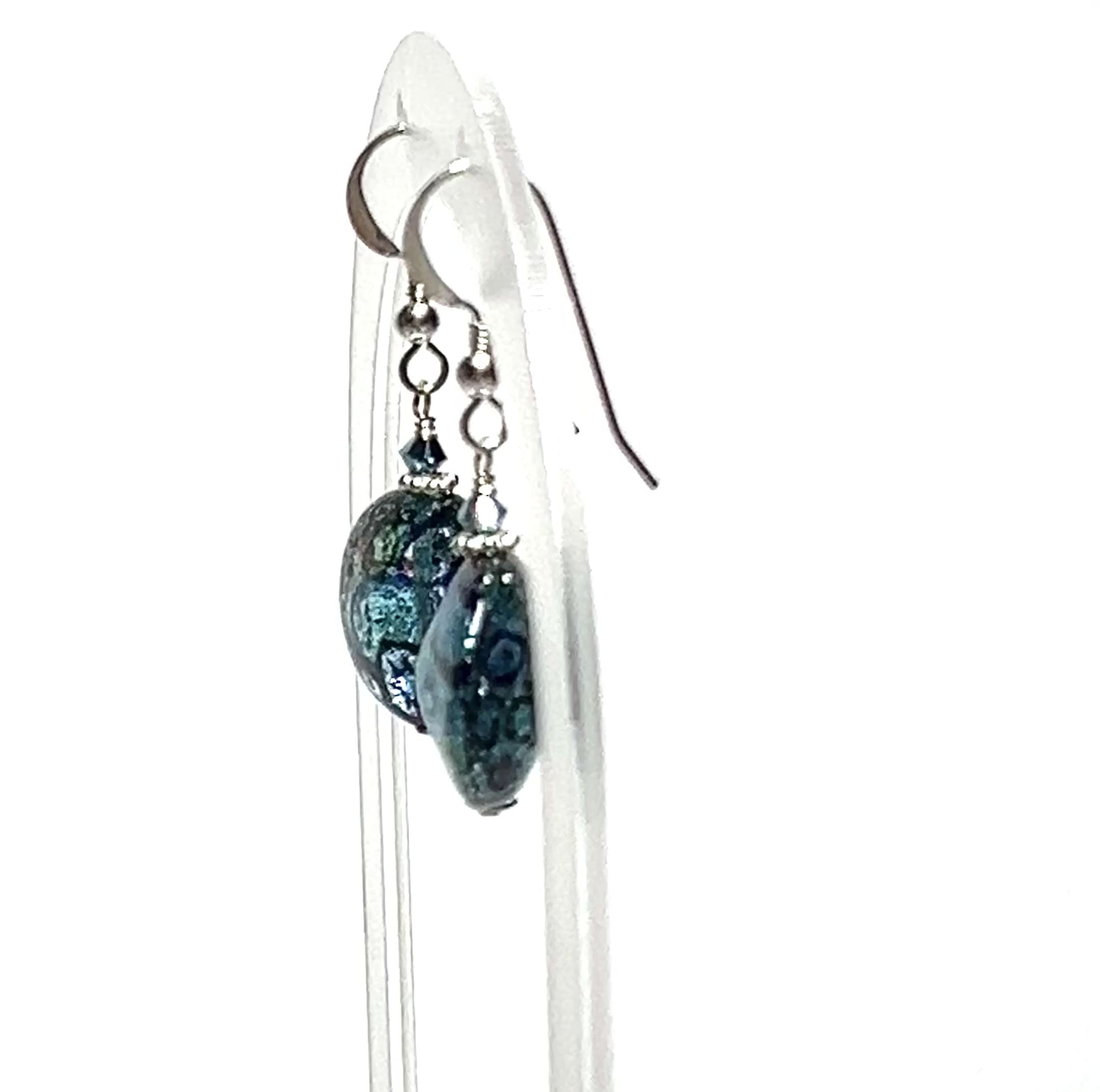murano blue sparkle disc earrings video