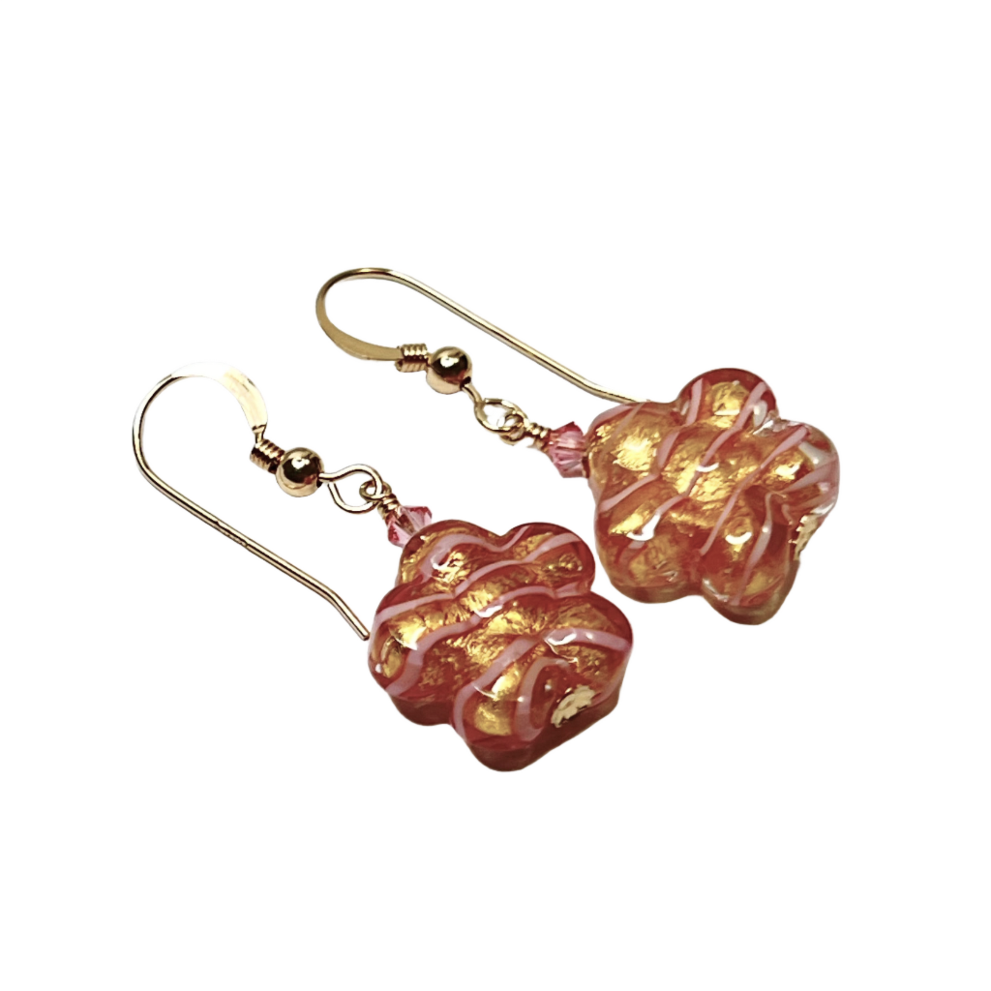a pair of Murano glass earrings with a flower shape