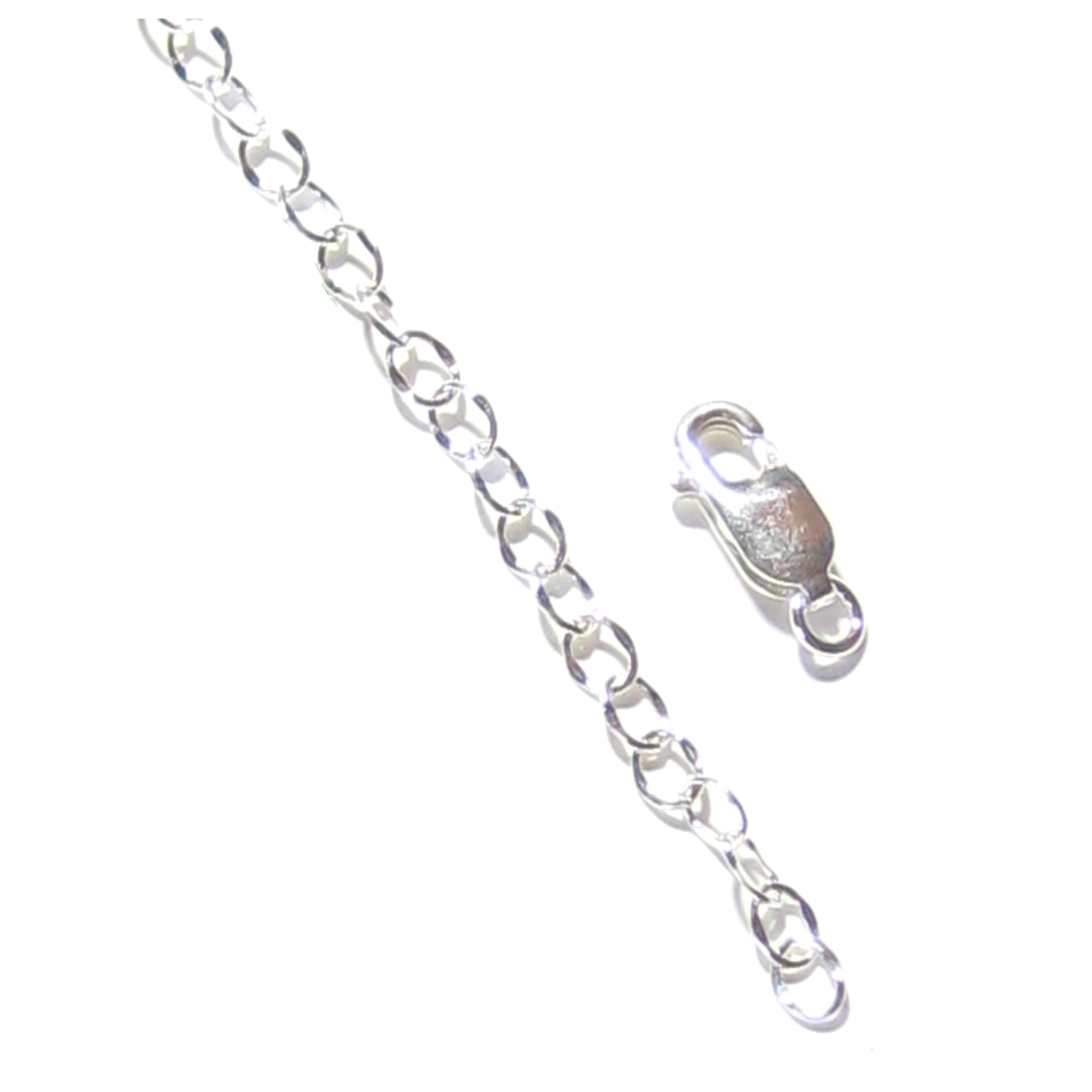 a silver chain is shown on a white background