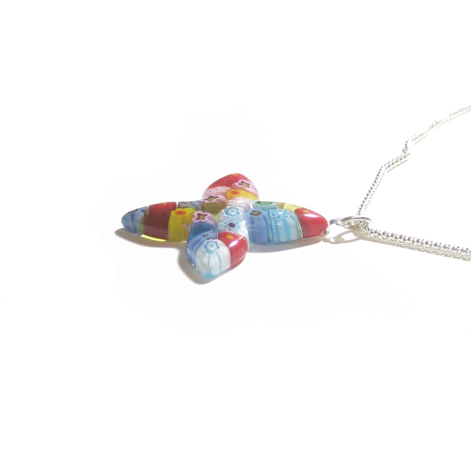 Murano Glass Millefiori Colorful Cross Pendant - JKC Murano