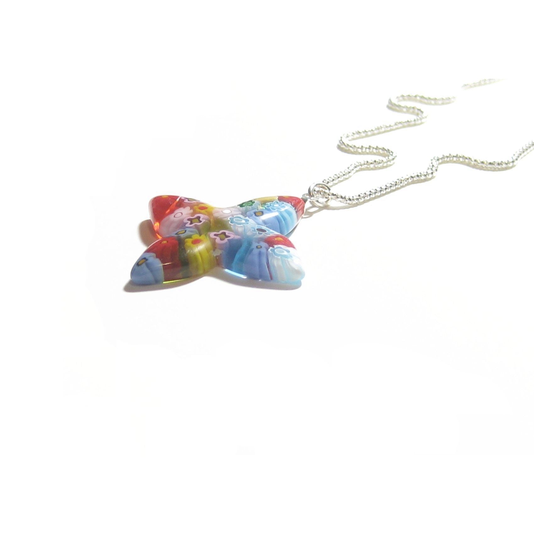 Murano Glass Millefiori Colorful Cross Pendant - JKC Murano