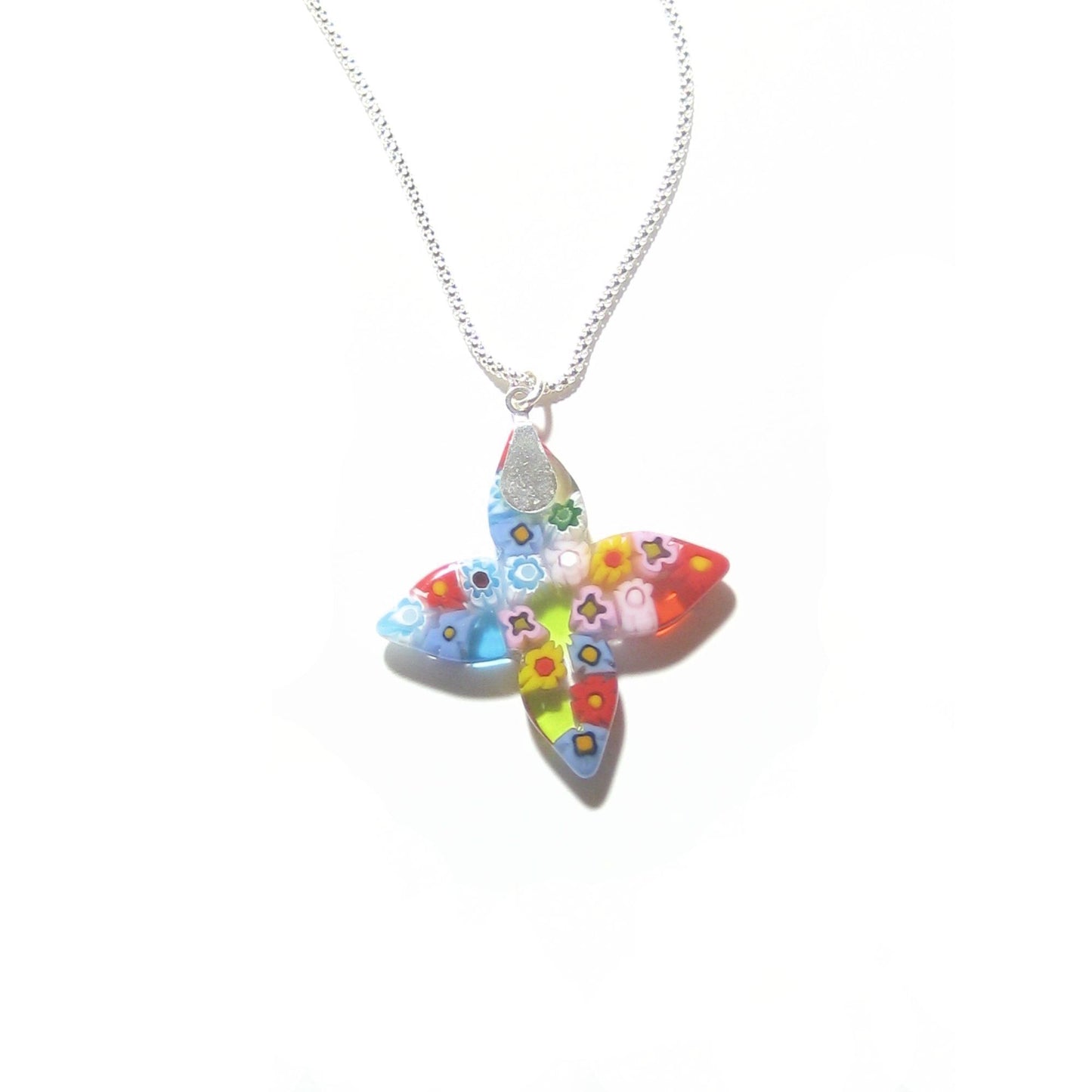 Murano Glass Millefiori Colorful Cross Pendant - JKC Murano