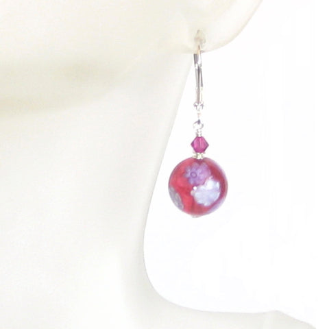 Venetian Glass Pink Millefiori Ball Sterling Silver Earrings – JKC Murano
