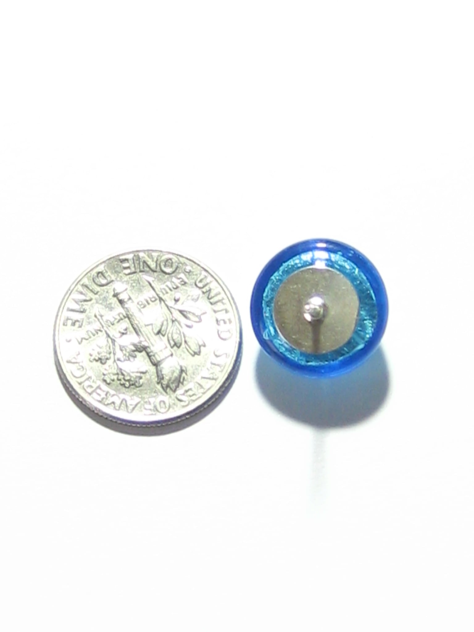 Murano Glass Aqua Silver Button Post Earrings, Sterling Silver Stud Earrings - JKC Murano