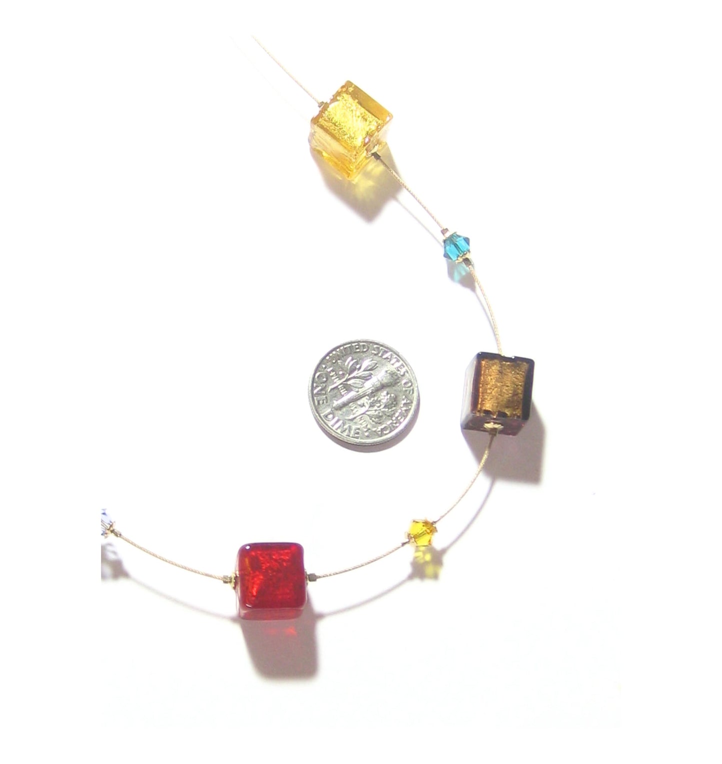 Murano Glass Colorful Cube Gold Necklace by JKC Murano - JKC Murano