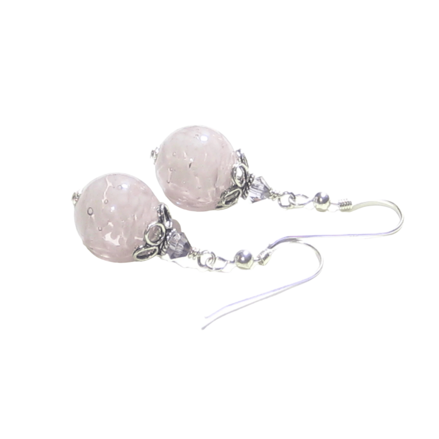 Murano Glass Pale Purple Ball Sterling Silver Earrings - JKC Murano