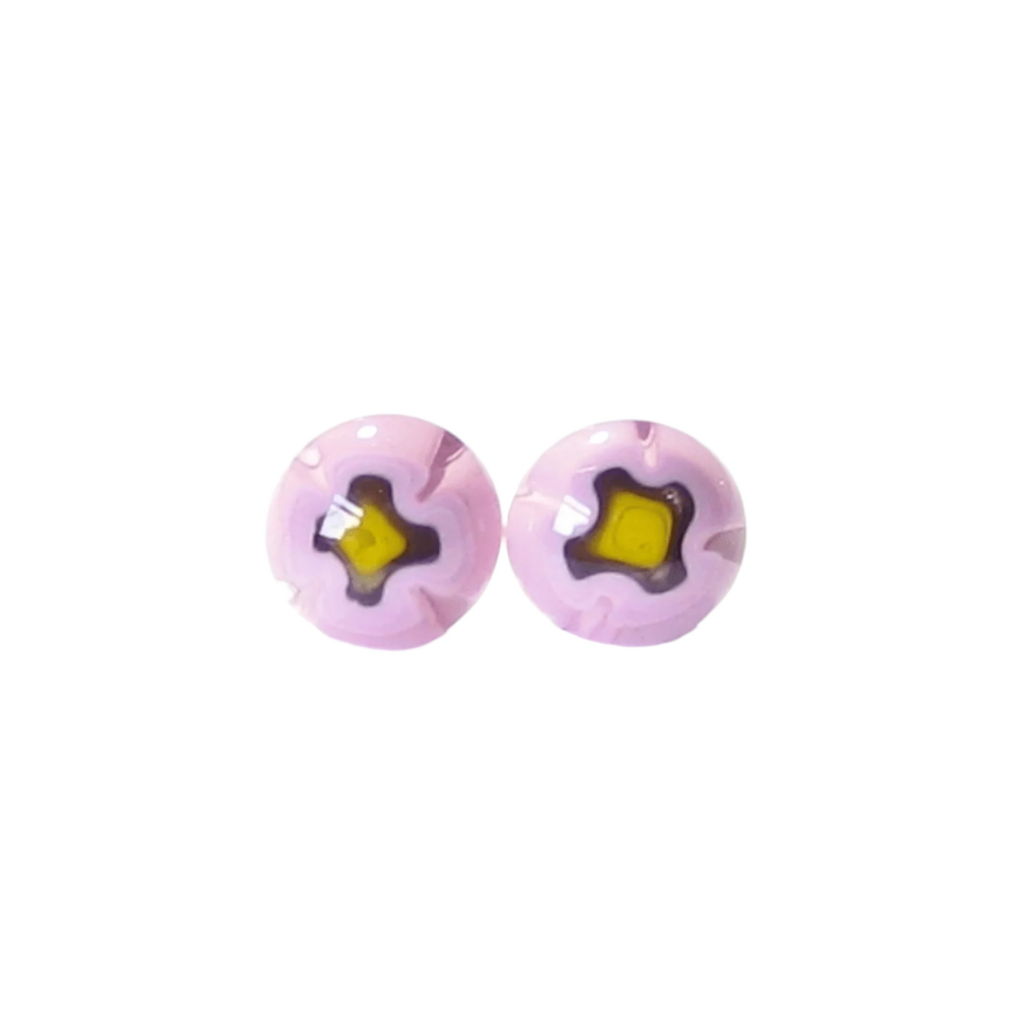 Pink Murano Millefiori Sterling Post Earrings, Stud - JKC Murano