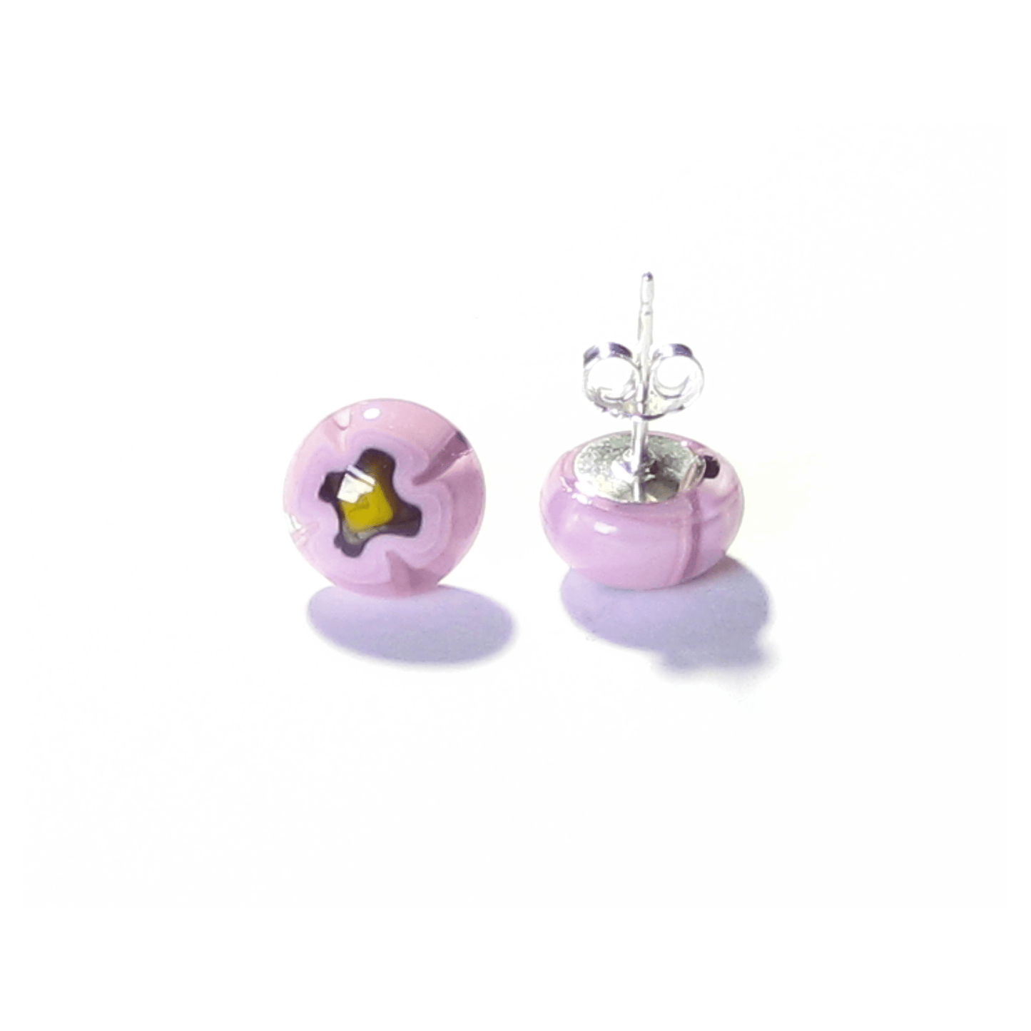 Pink Murano Millefiori Sterling Post Earrings, Stud - JKC Murano