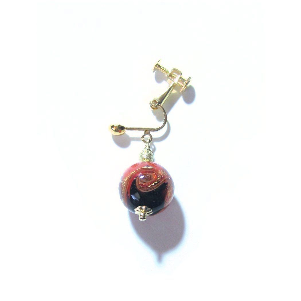 Murano Glass Black Red Gold Earrings - JKC Murano