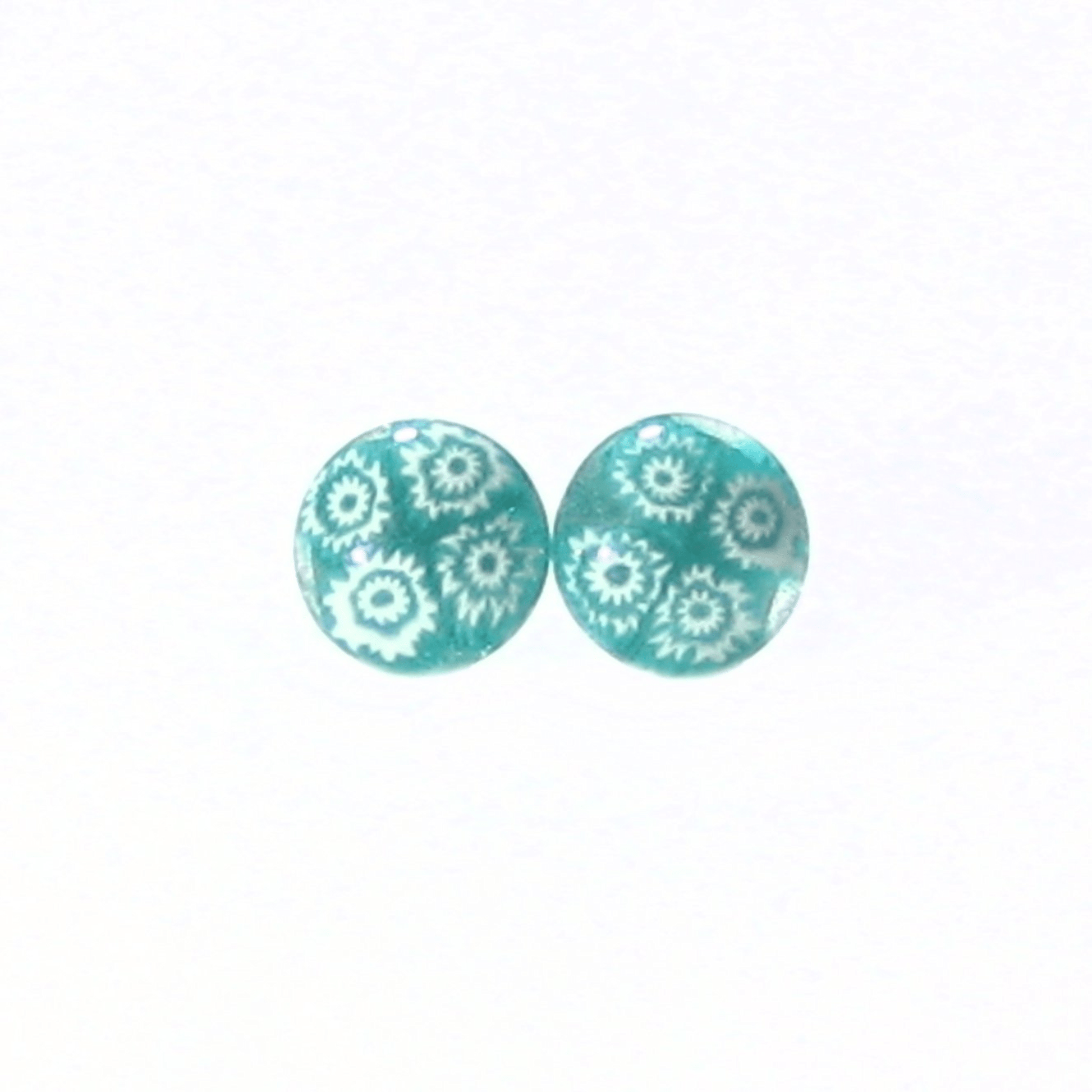 Murano Millefiori Sea Green Sterling Silver Large Post Stud Earrings - JKC Murano