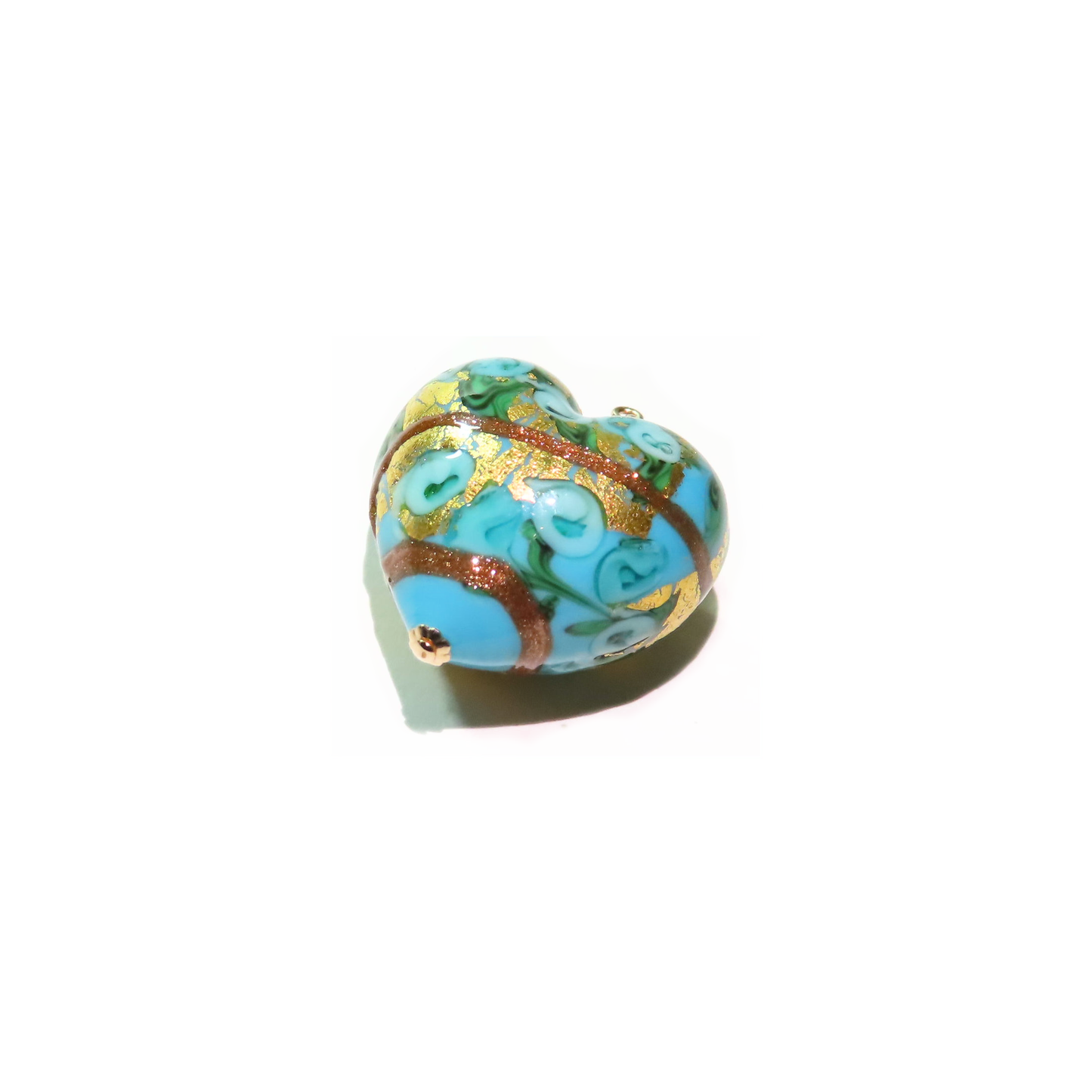 Murano Glass Turquoise Aqua Rose Heart Pendant