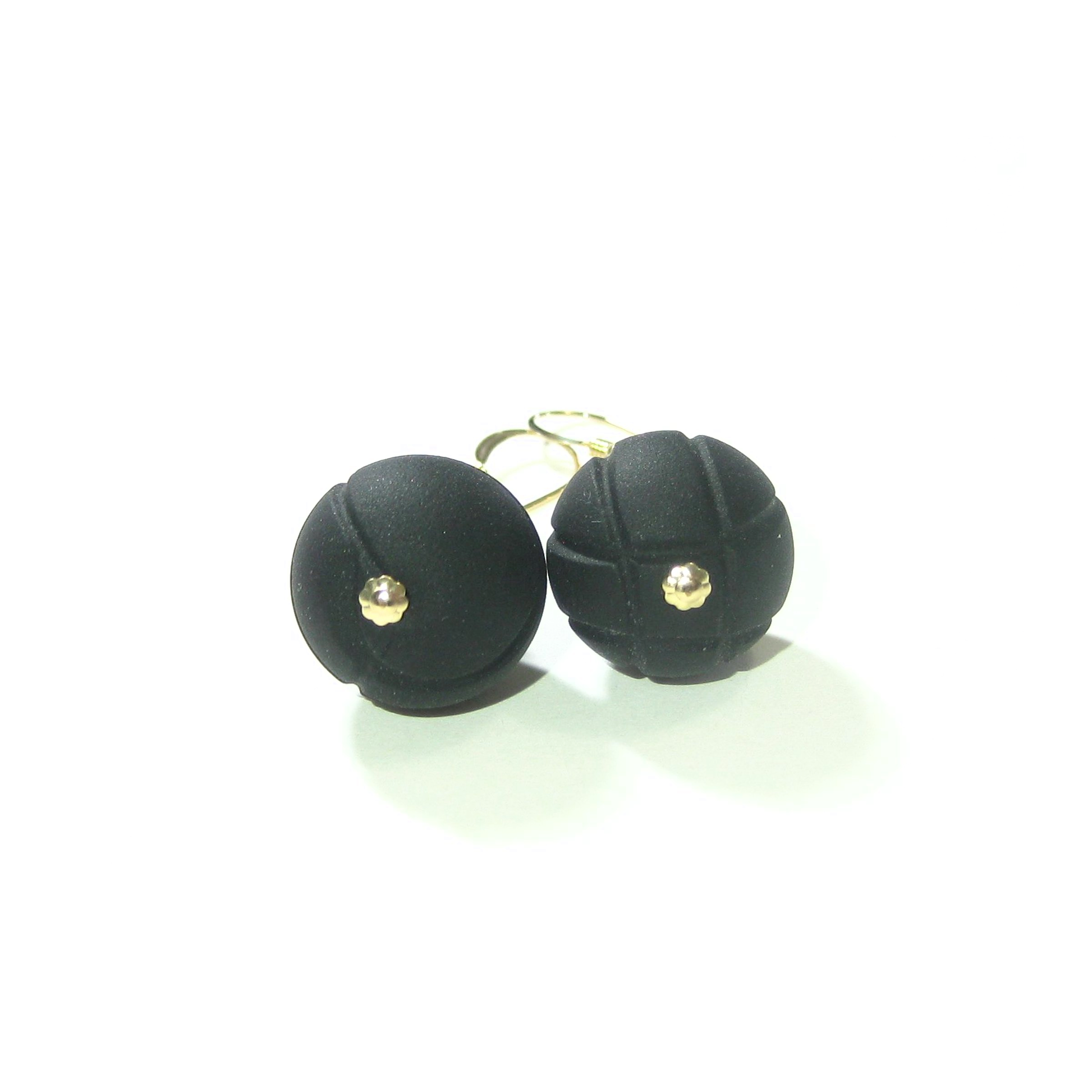 Murano Glass Black White Chunky Gold Earrings - JKC Murano