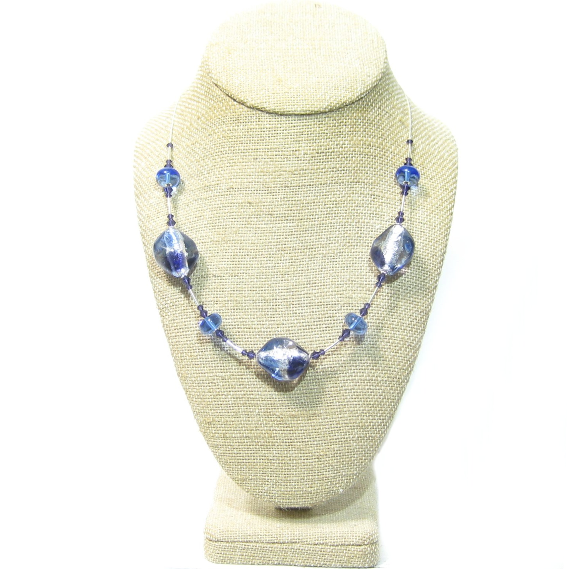 Murano Glass Blue Plum Sterling Silver Necklace by JKC Murano - JKC Murano