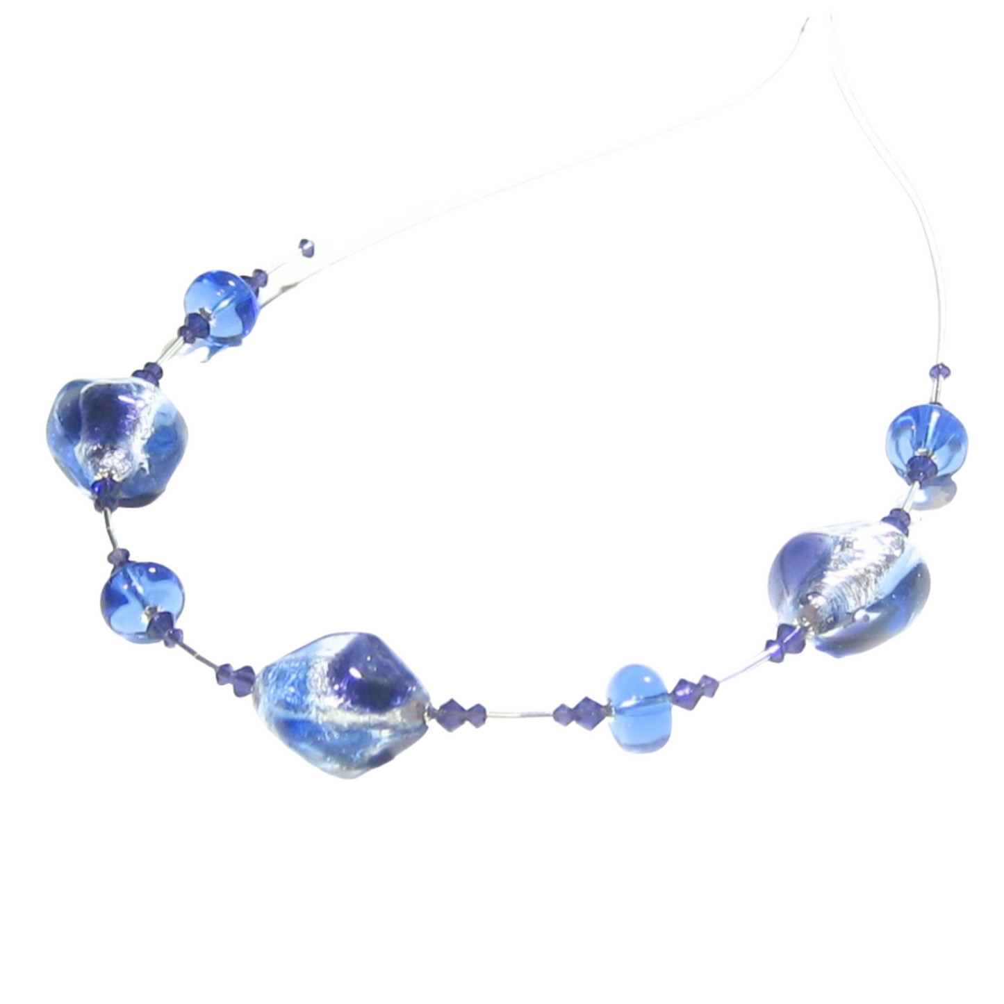 Murano Glass Blue Plum Sterling Silver Necklace by JKC Murano - JKC Murano