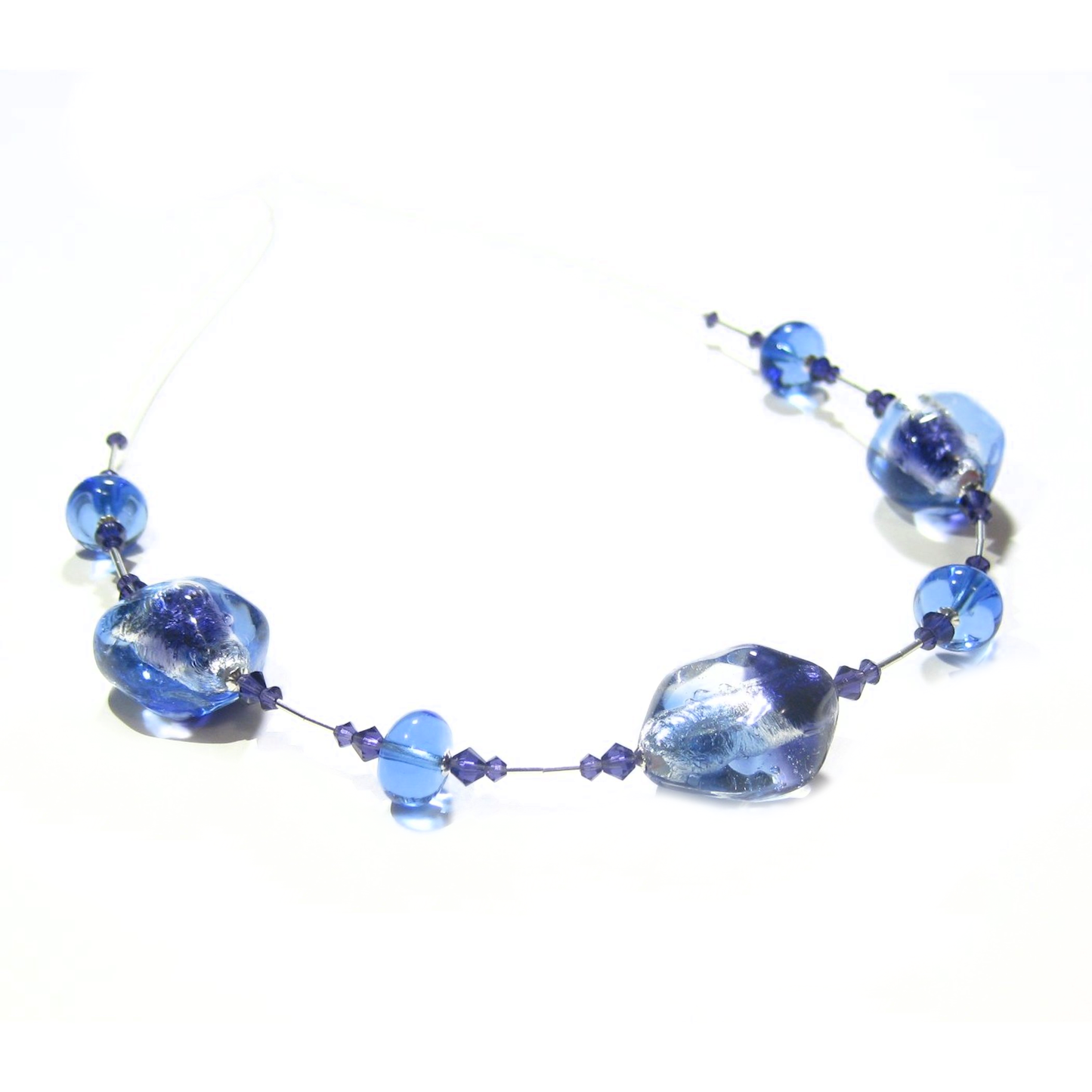 Murano Glass Blue Plum Sterling Silver Necklace by JKC Murano - JKC Murano