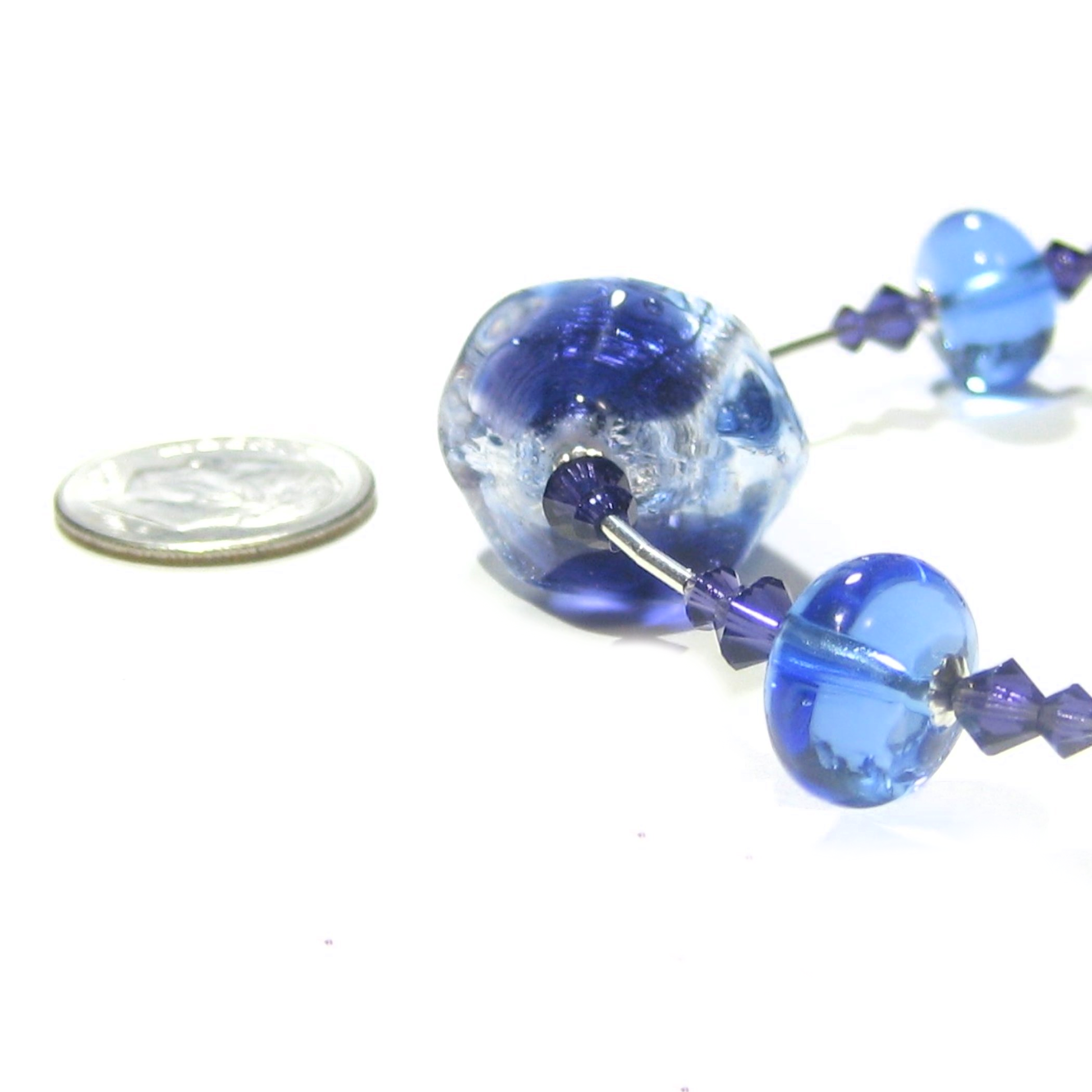 Murano Glass Blue Plum Sterling Silver Necklace by JKC Murano - JKC Murano