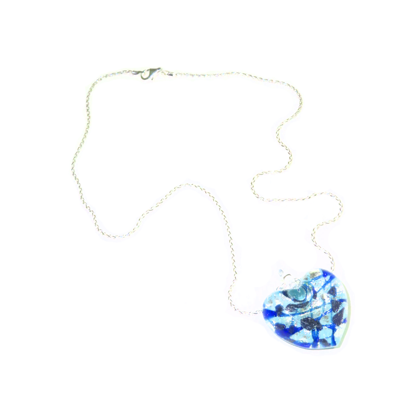 Murano Glass Heart Blue Swirl Pendant Necklace by JKC Murano