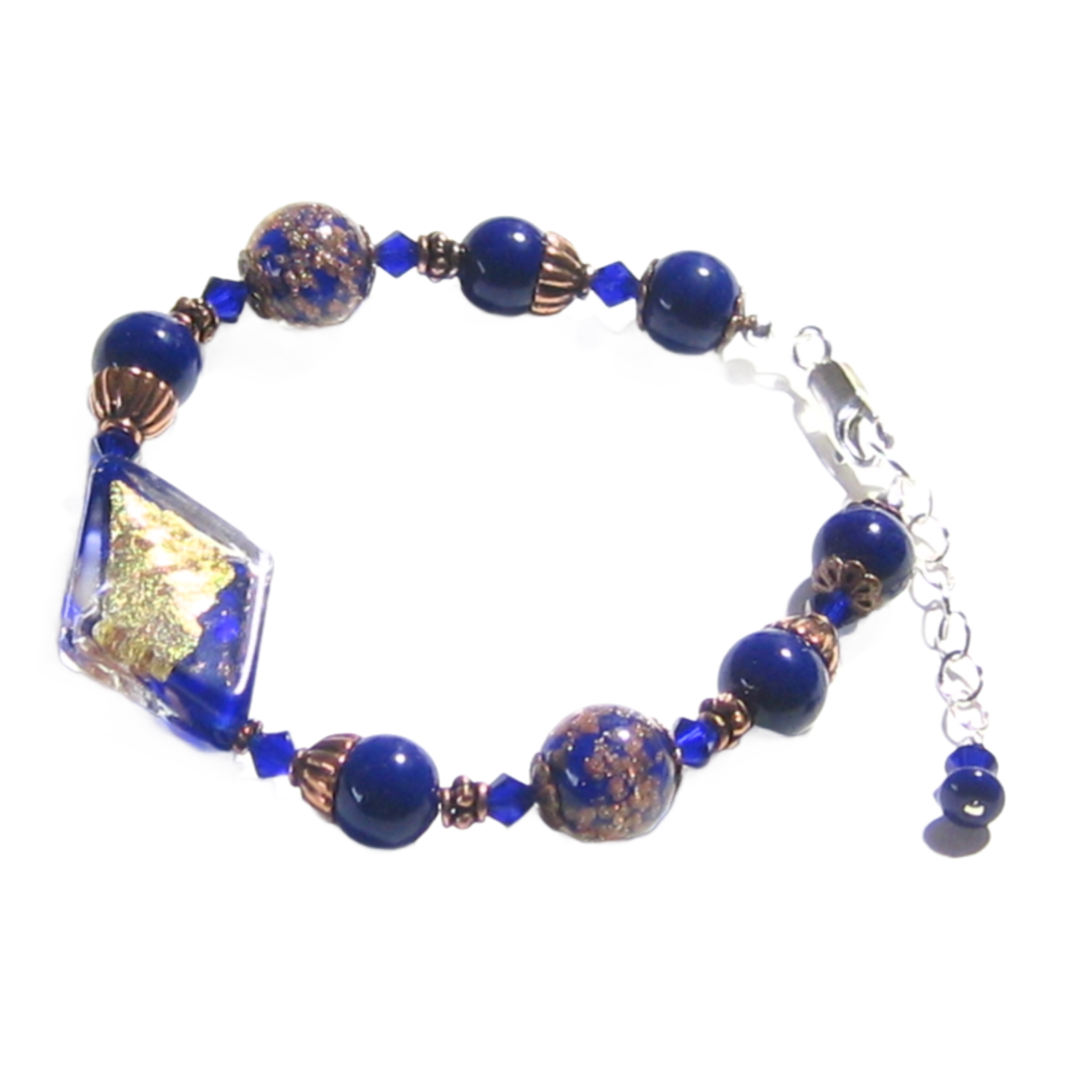 Murano Glass Cobalt blue Copper Sterling Silver Bracelet - JKC Murano