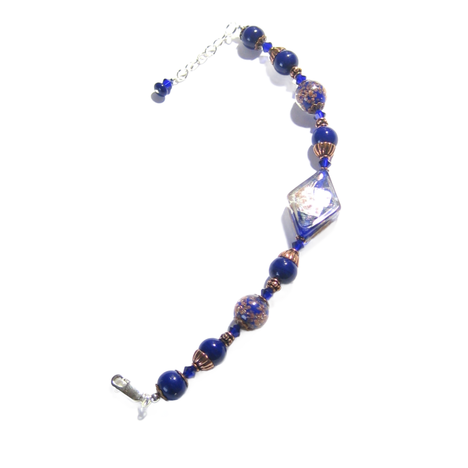 Murano Glass Cobalt blue Copper Sterling Silver Bracelet - JKC Murano