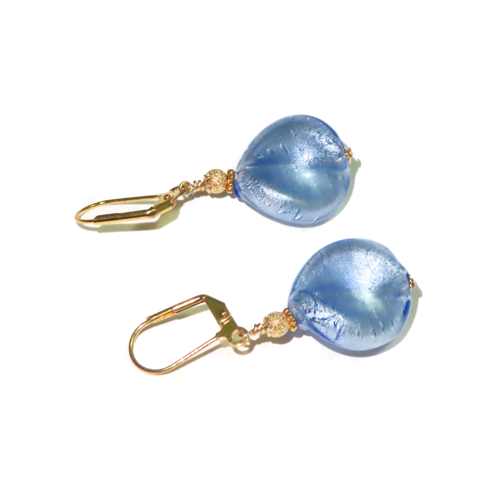 a pair of blue glass beaded earrings