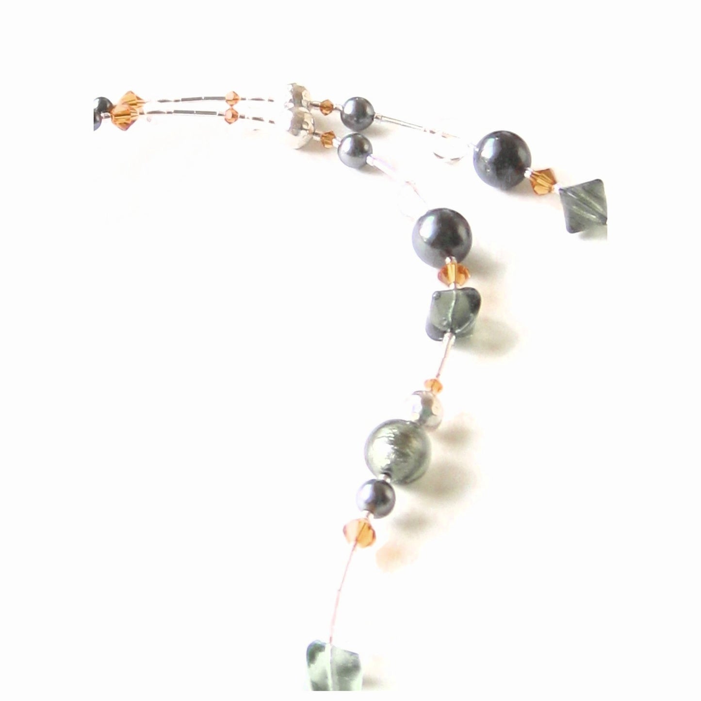 Murano Glass Grey Topaz Sterling Silver Necklace, Italian Jewellery - JKC Murano