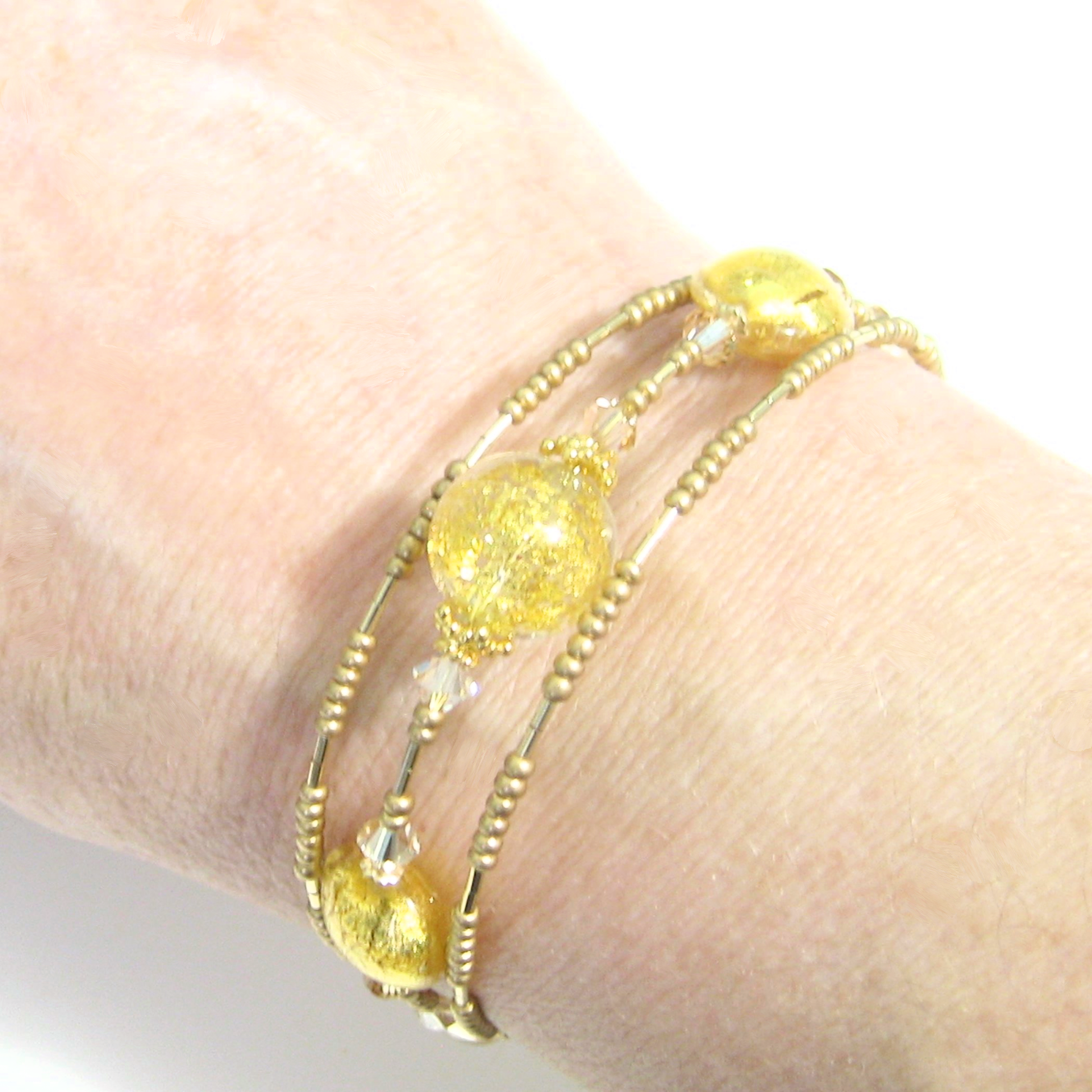 Murano Glass Gold Bangle Bracelet - JKC Murano