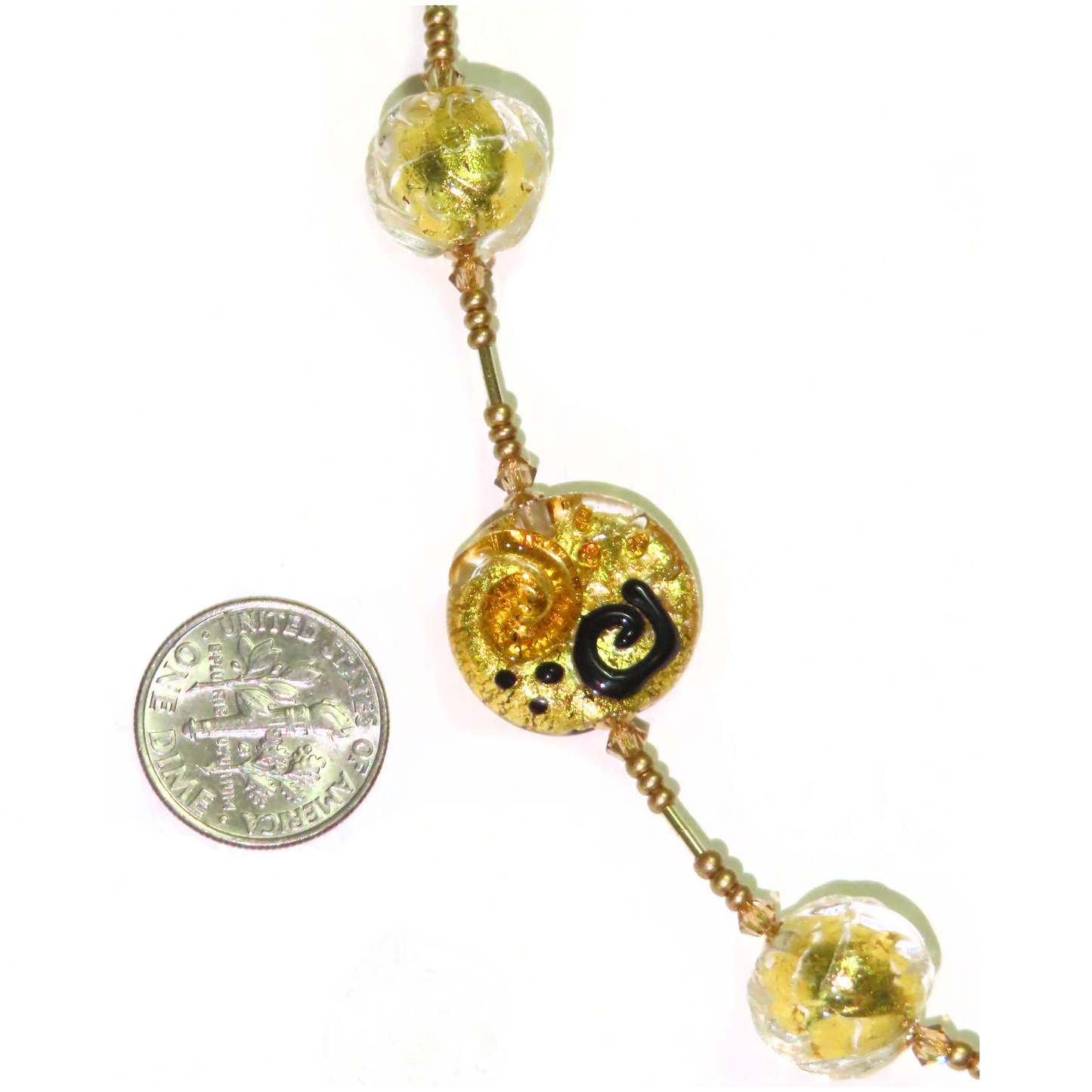 Murano Glass Miro Coin Gold Necklace