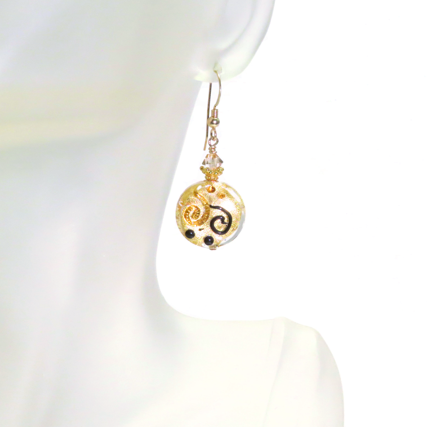 Murano Glass Miro Coin Gold Earrings