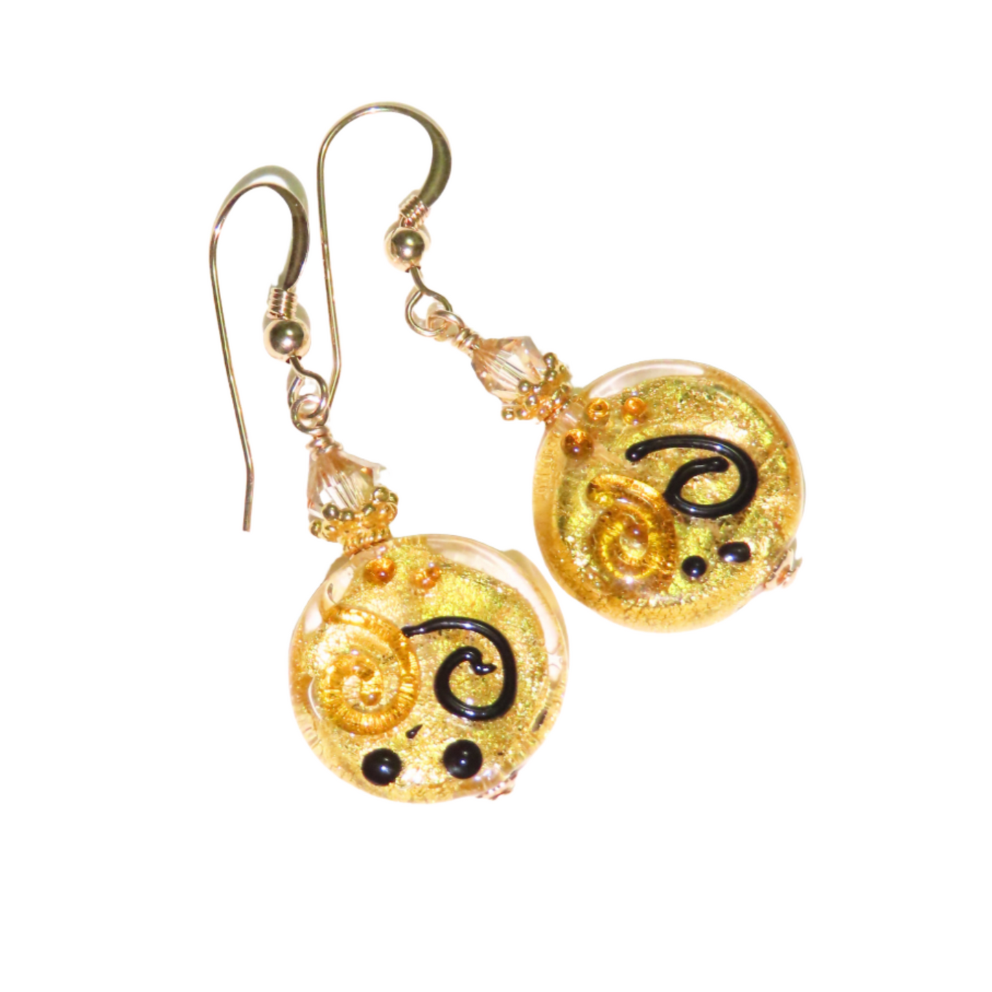 Murano Glass Miro Coin Gold Earrings