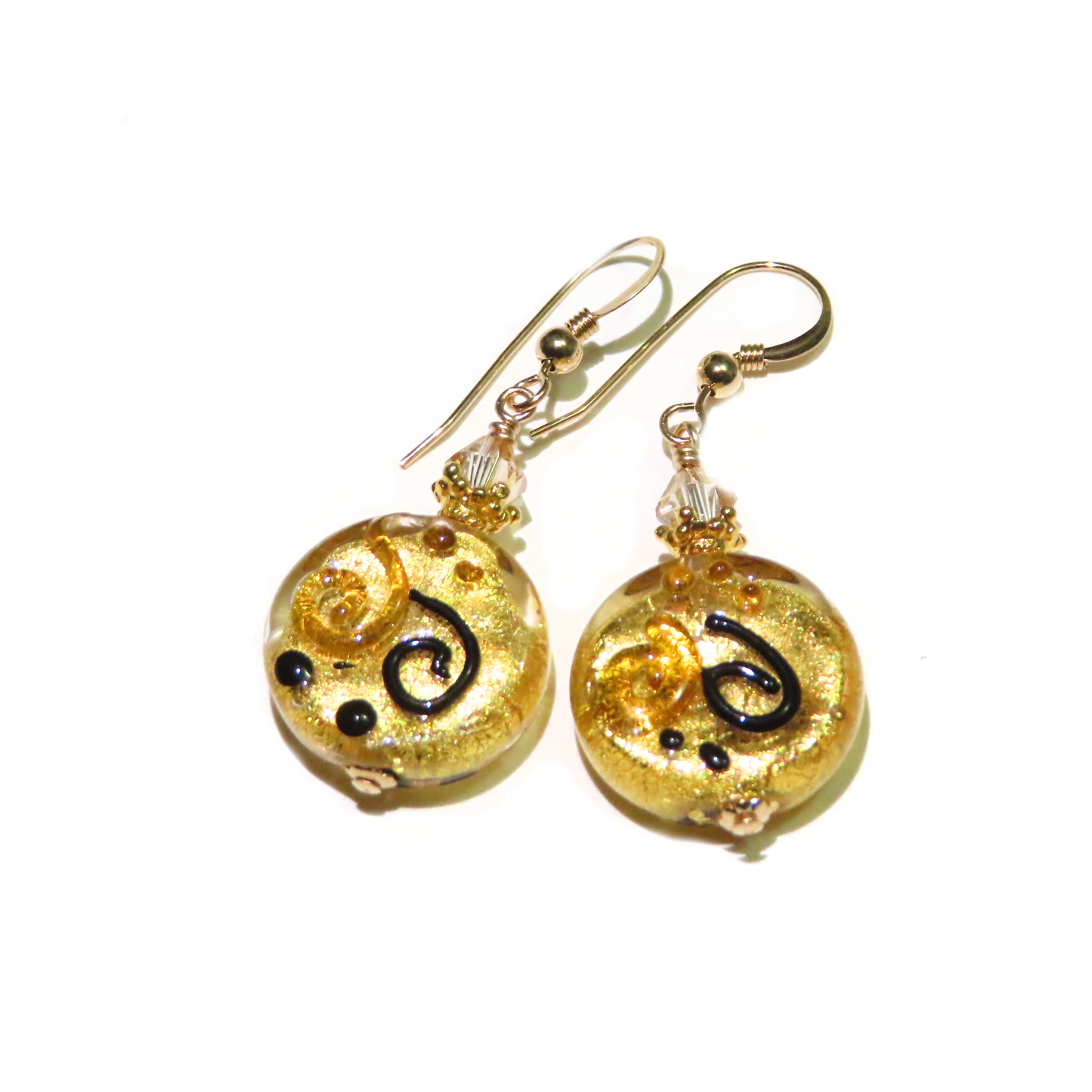Murano Glass Miro Coin Gold Earrings