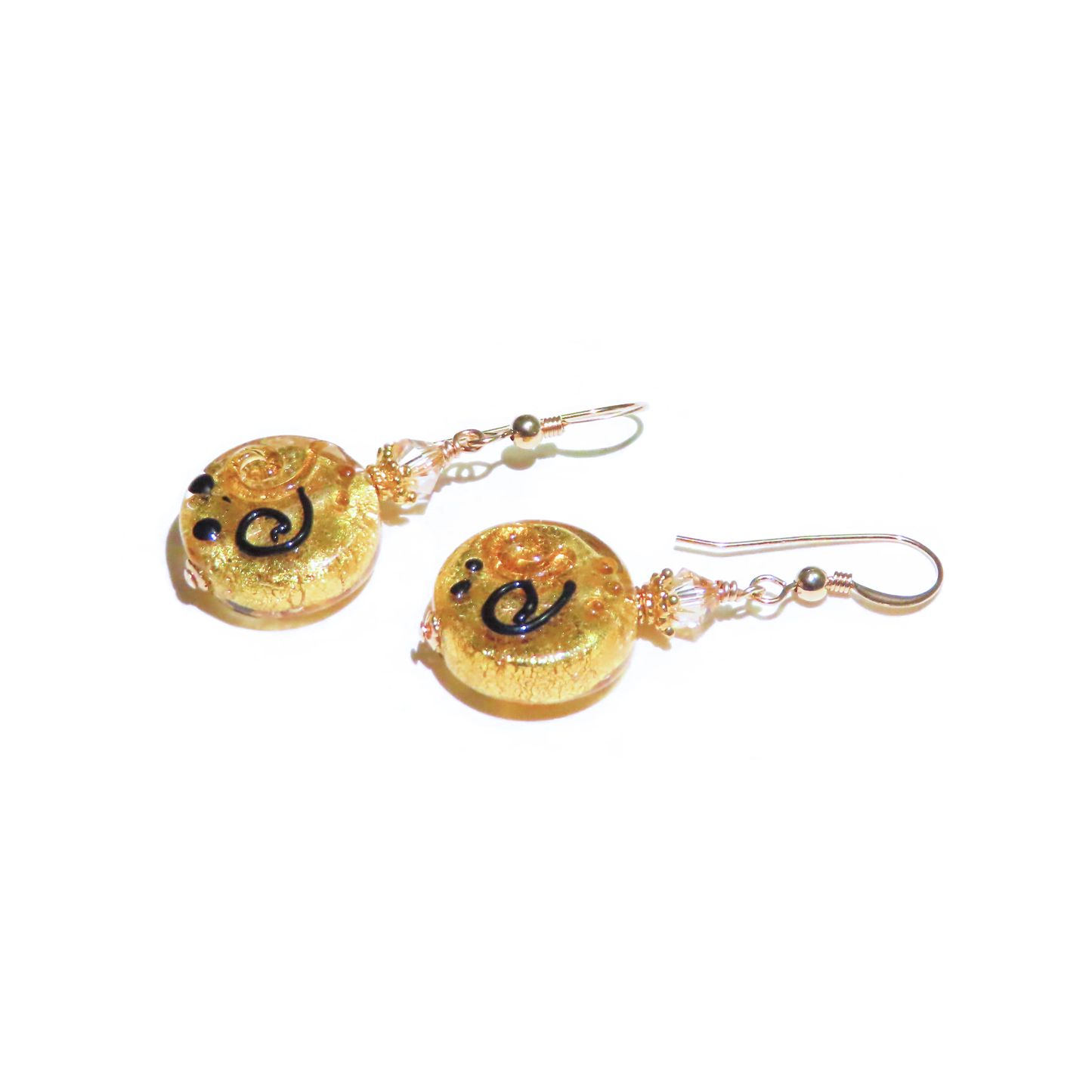 Murano Glass Miro Coin Gold Earrings