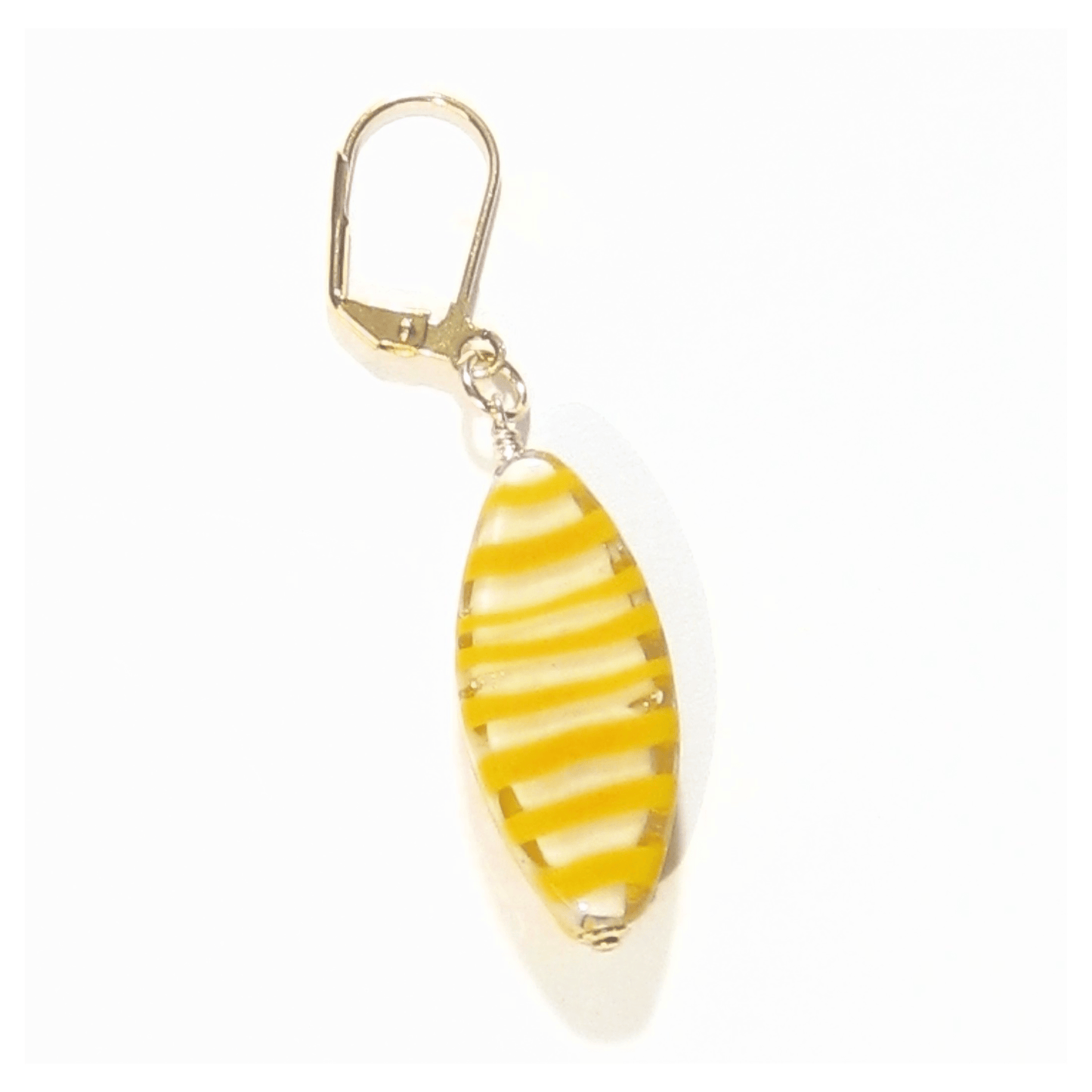 Murano Glass Orange Stripe Oval Gold Earrings, Silver Earrings - JKC Murano