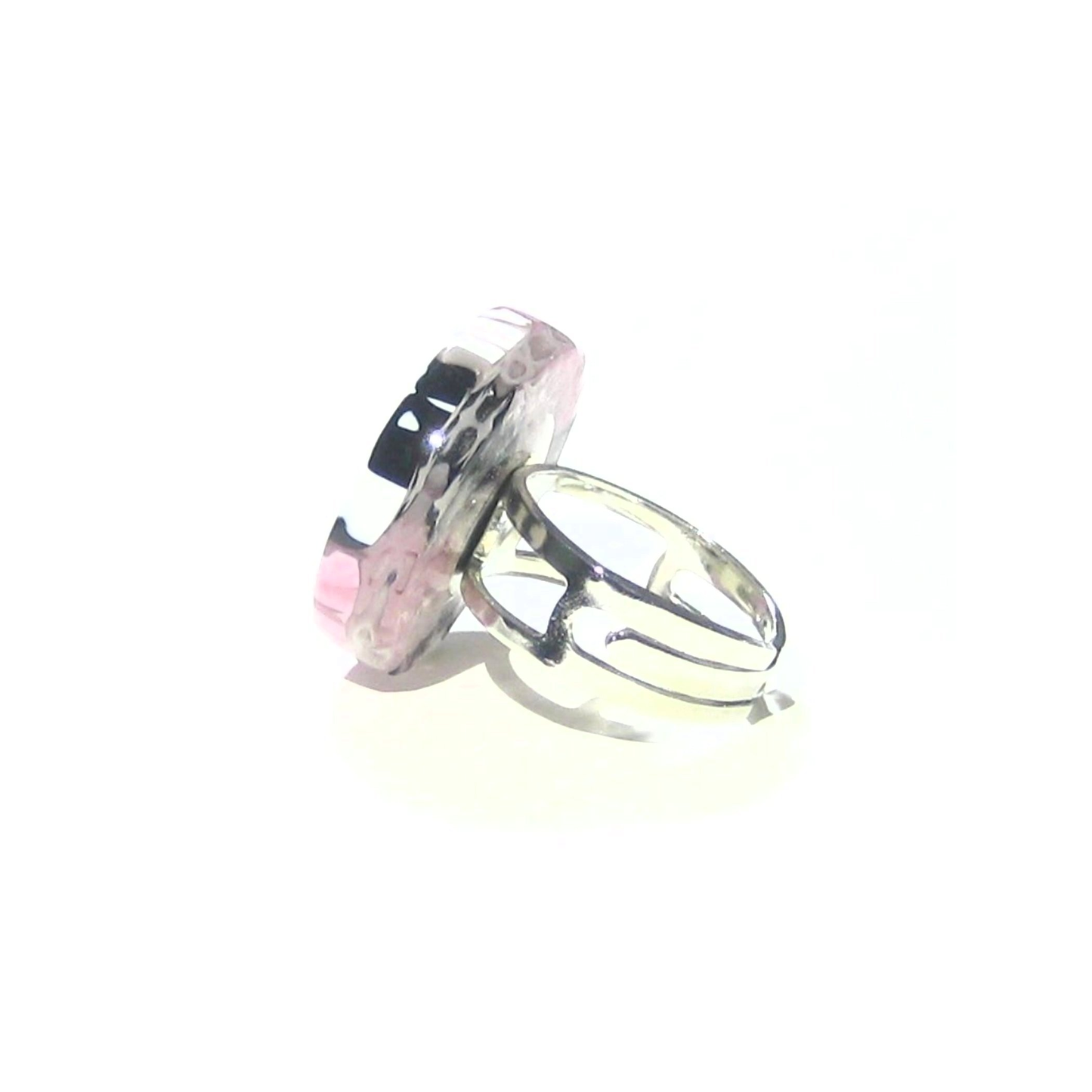 Murano Glass Black Pink Round Millefiori Ring - JKC Murano