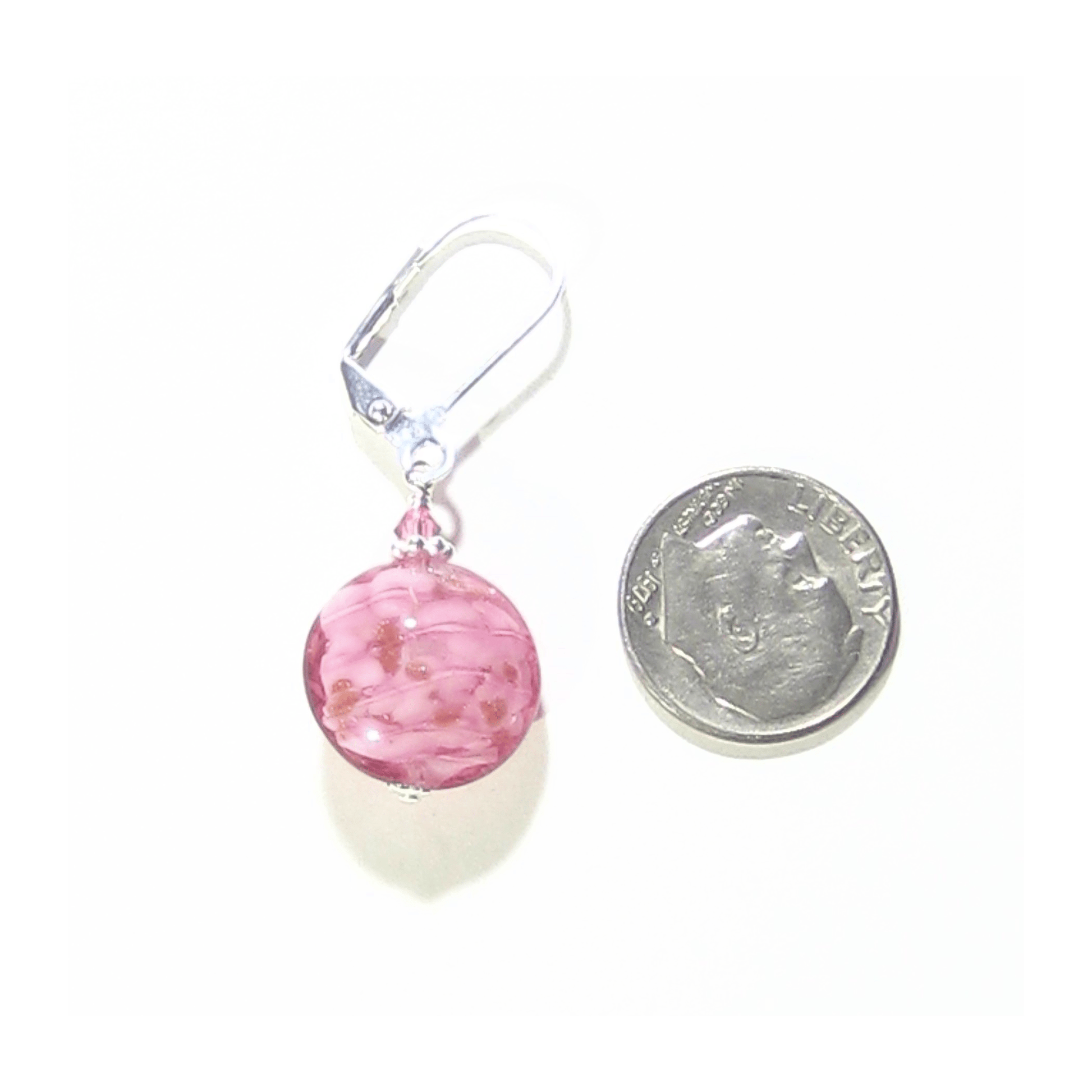 Venetian Glass Pink Cloud Disc Silver Earrings by JKC Murano - JKC Murano