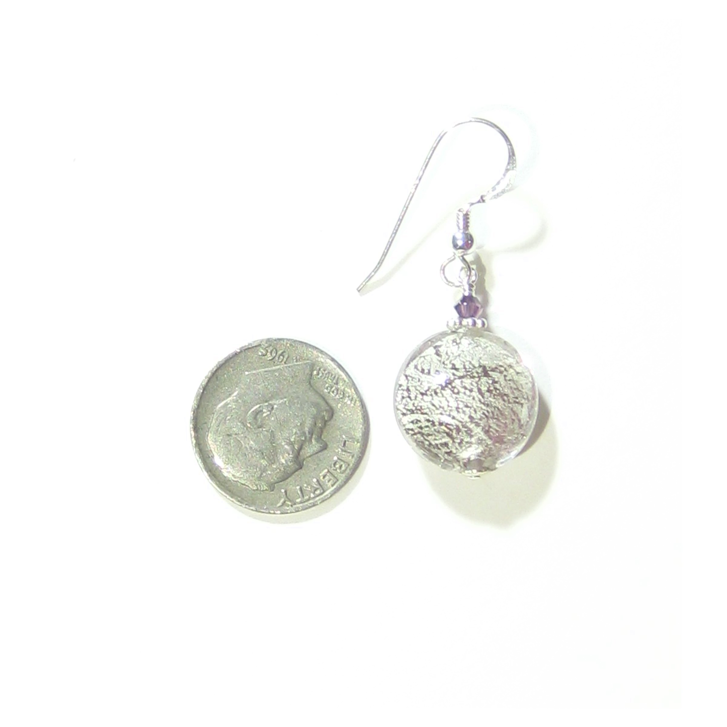 Murano Glass Pale Purple Disc Sterling Silver Earrings - JKC Murano